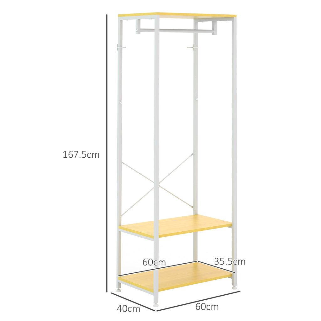 EasyComfort Mobile Appendiabiti 2 in 1 with Ripiano a 2 Livelli, in Acciaio e Truciolato, 60x40x167.5 cm
