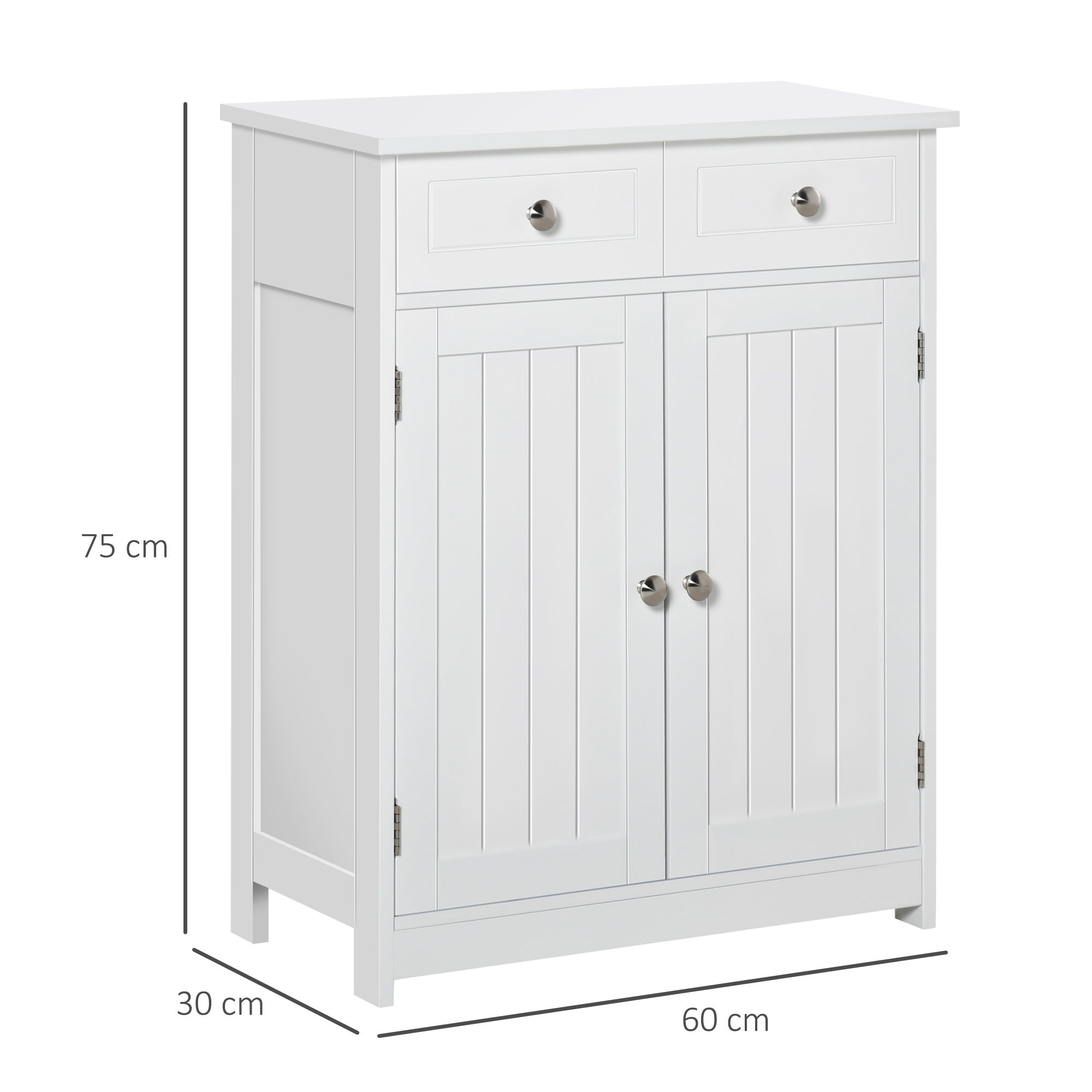 EasyComfort Badkamerkast 2-deurs met 2 lades, 60x30x75 cm wit