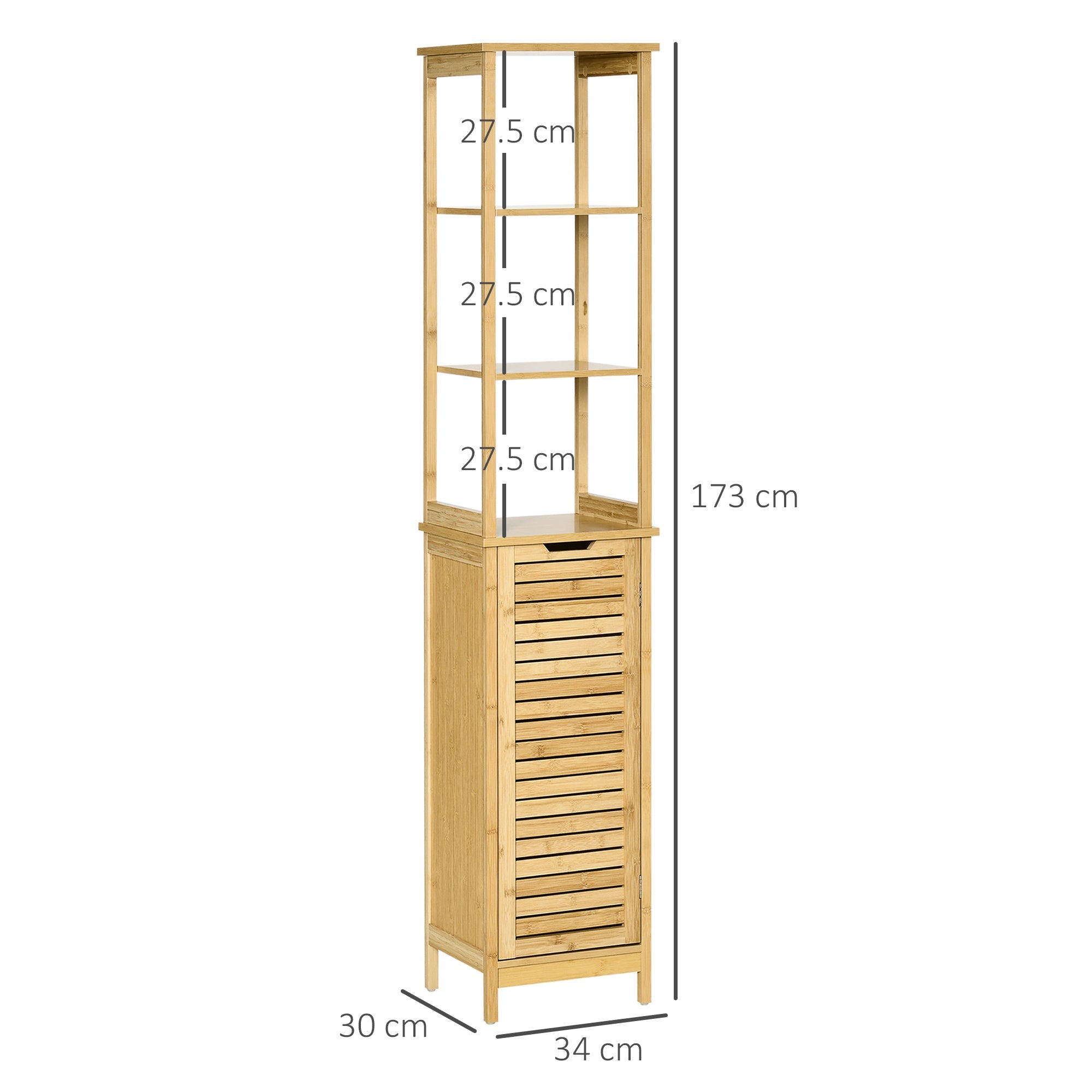 EasyComfort bamboe badkamerkast 34x30x173 cm