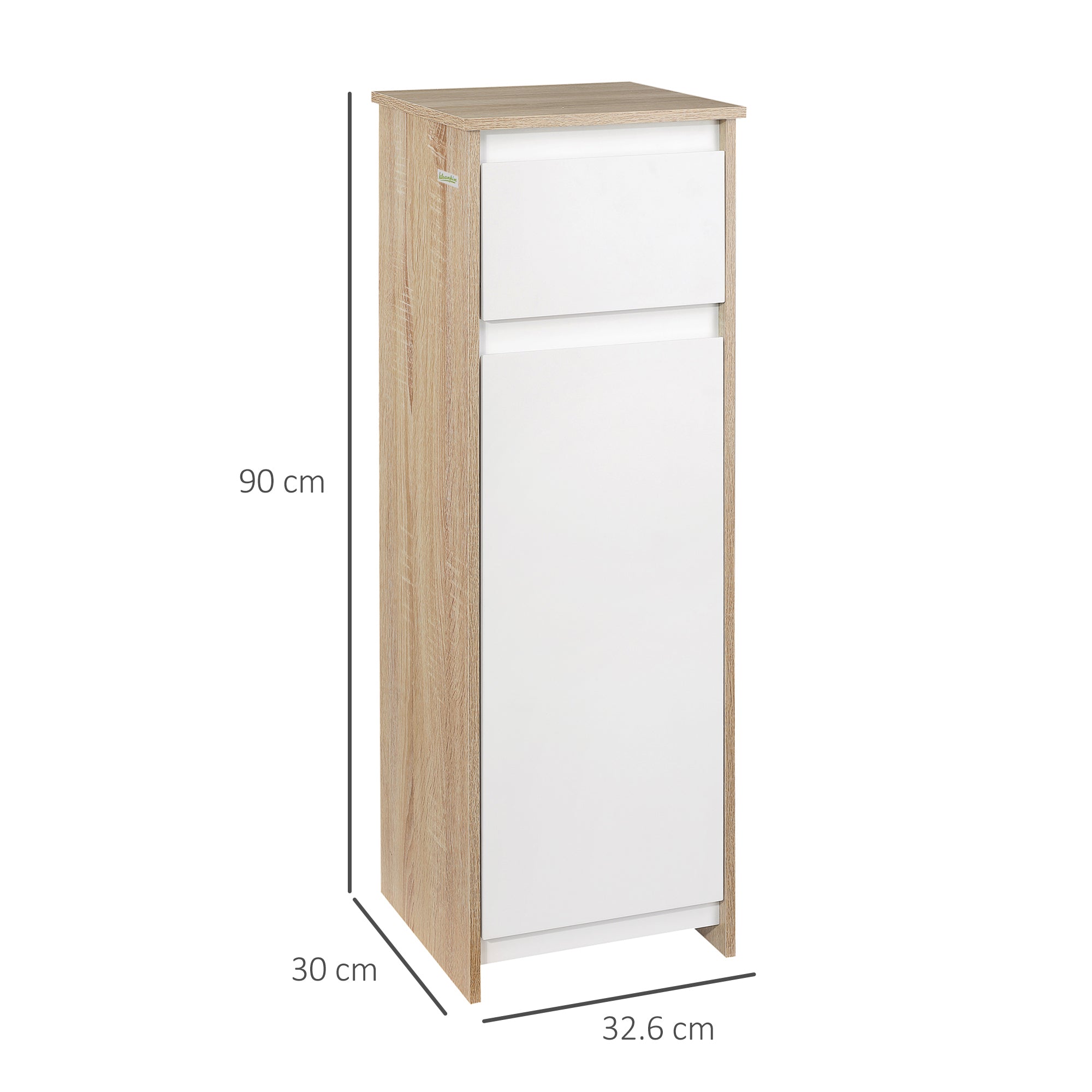 EasyComfort Mobile Bagno Badkamermeubel met lade en kast, verstelbare plank, MDF, 32.6x30x90 cm