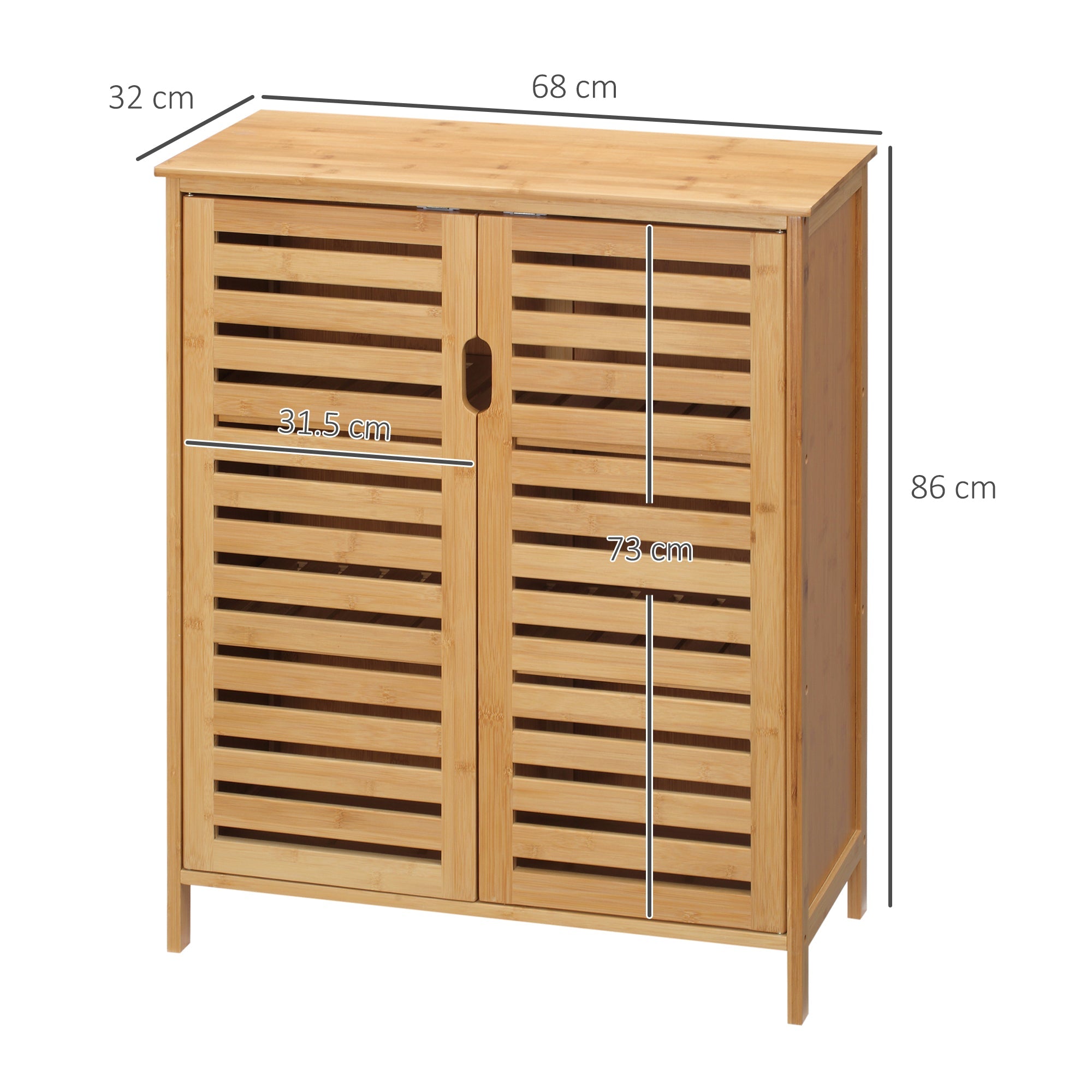 EasyComfort Moderne badkamerkast 2-deurs, bamboe 68x32x86 cm
