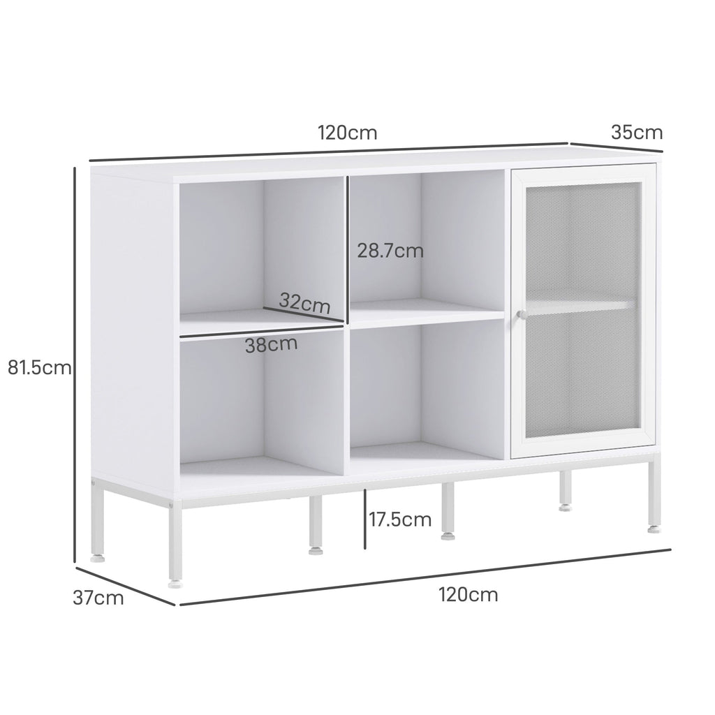 EasyComfort Buffetkast 4 open planken en kastje 120x37x81.5 cm, wit