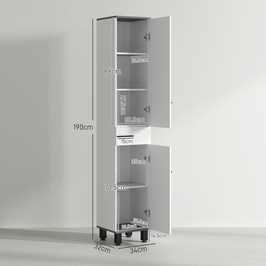 EasyComfort Colonna badmeubelkolom met 2 kastjes en lade, 34x32x190 cm