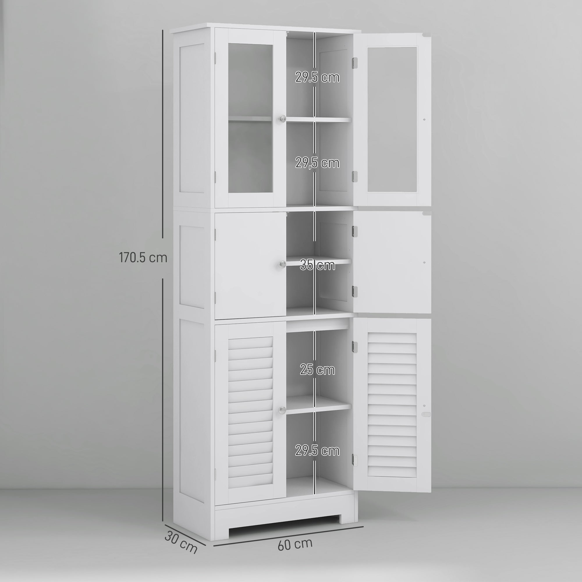 EasyComfort Mobile Colonna Badmeubel 3 kasten 60x30x170.5cm wit