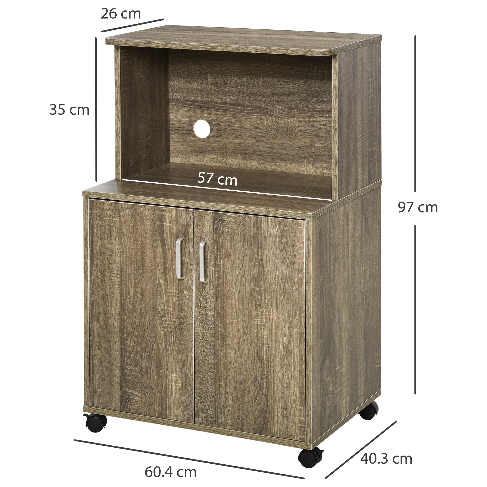 EasyComfort Multifunctioneel keukenkastje met wielen 60,4x40,3x97 cm