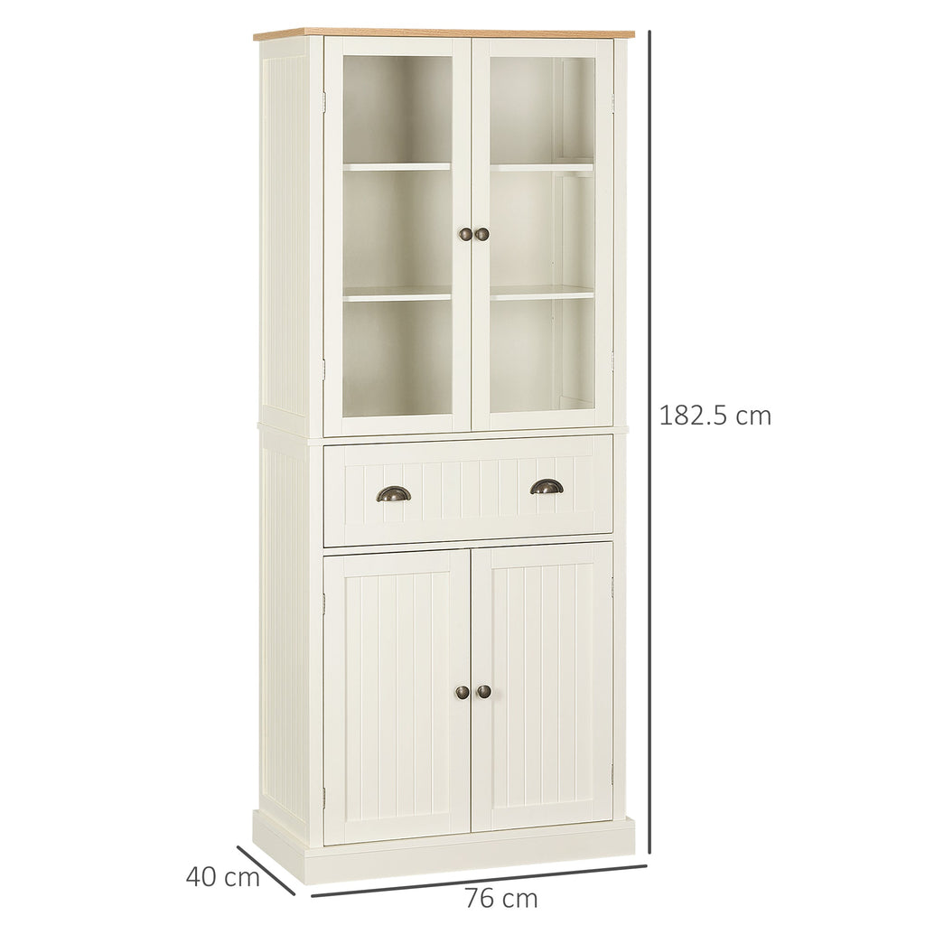 EasyComfort Voorraadkast 5 planken met middenlade 76x40x182.5 cm crème