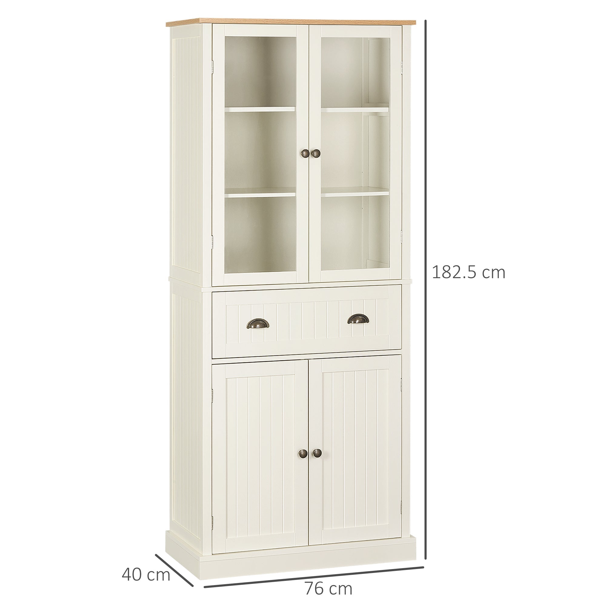 EasyComfort Voorraadkast 5 planken met middenlade 76x40x182.5 cm crème