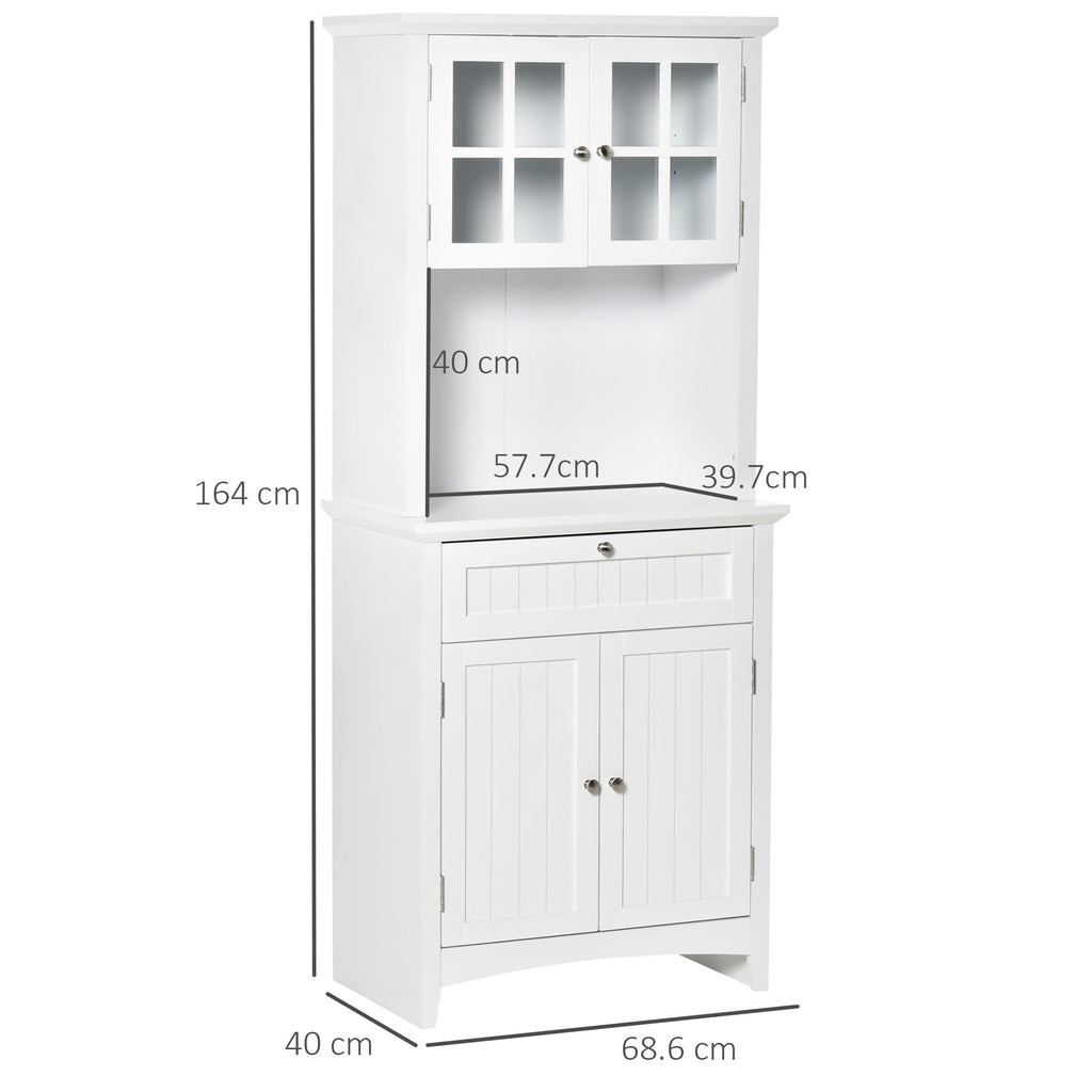 Easycomfort Mobile Dispensa Alto with 2 Armadietti, Ripiani Regolabili e Piano d'Appoggio, in MDF, 68.6x40x164 cm, white