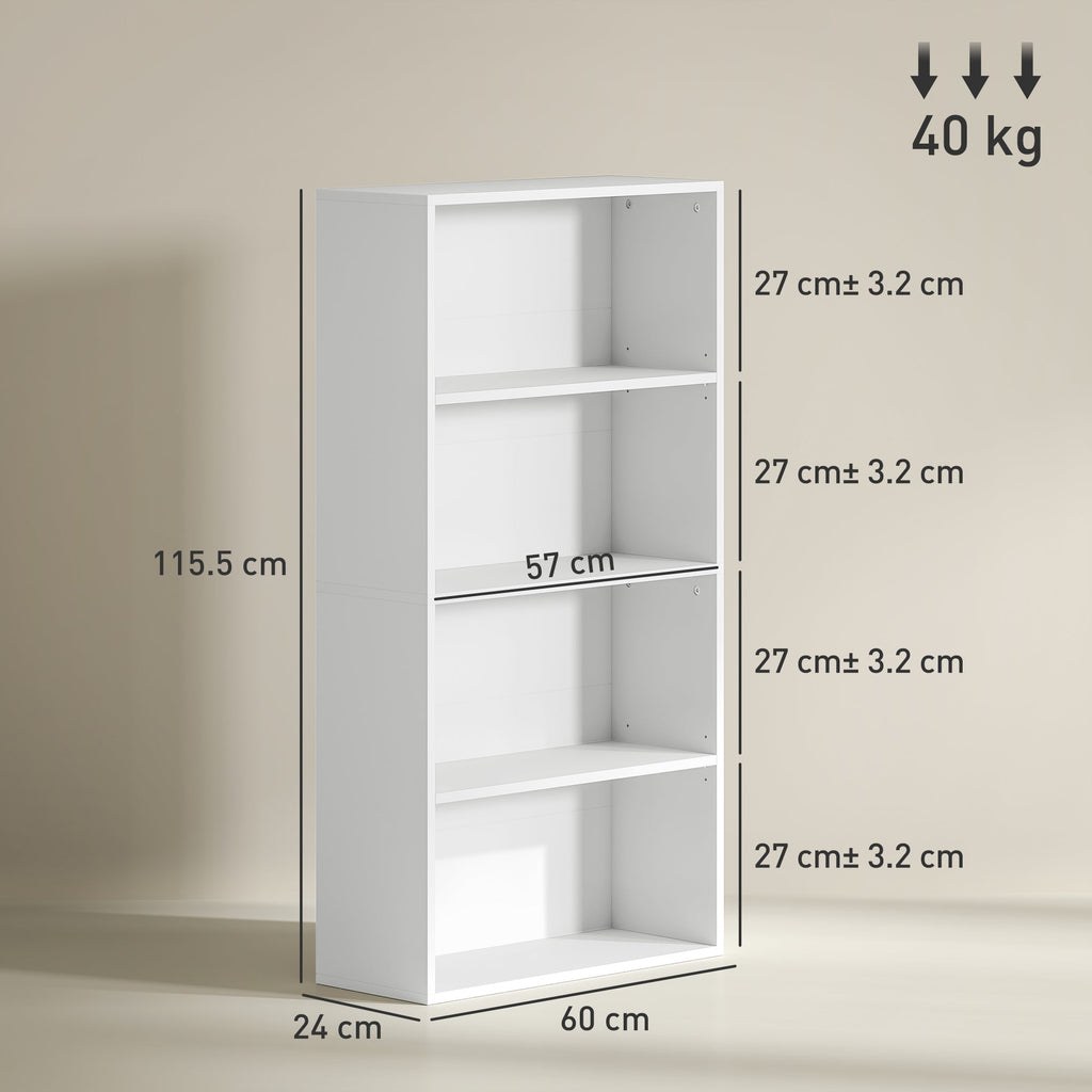 EasyComfort Mobile Libreria Boekenkast 4 planken 60x24x115.5 cm wit