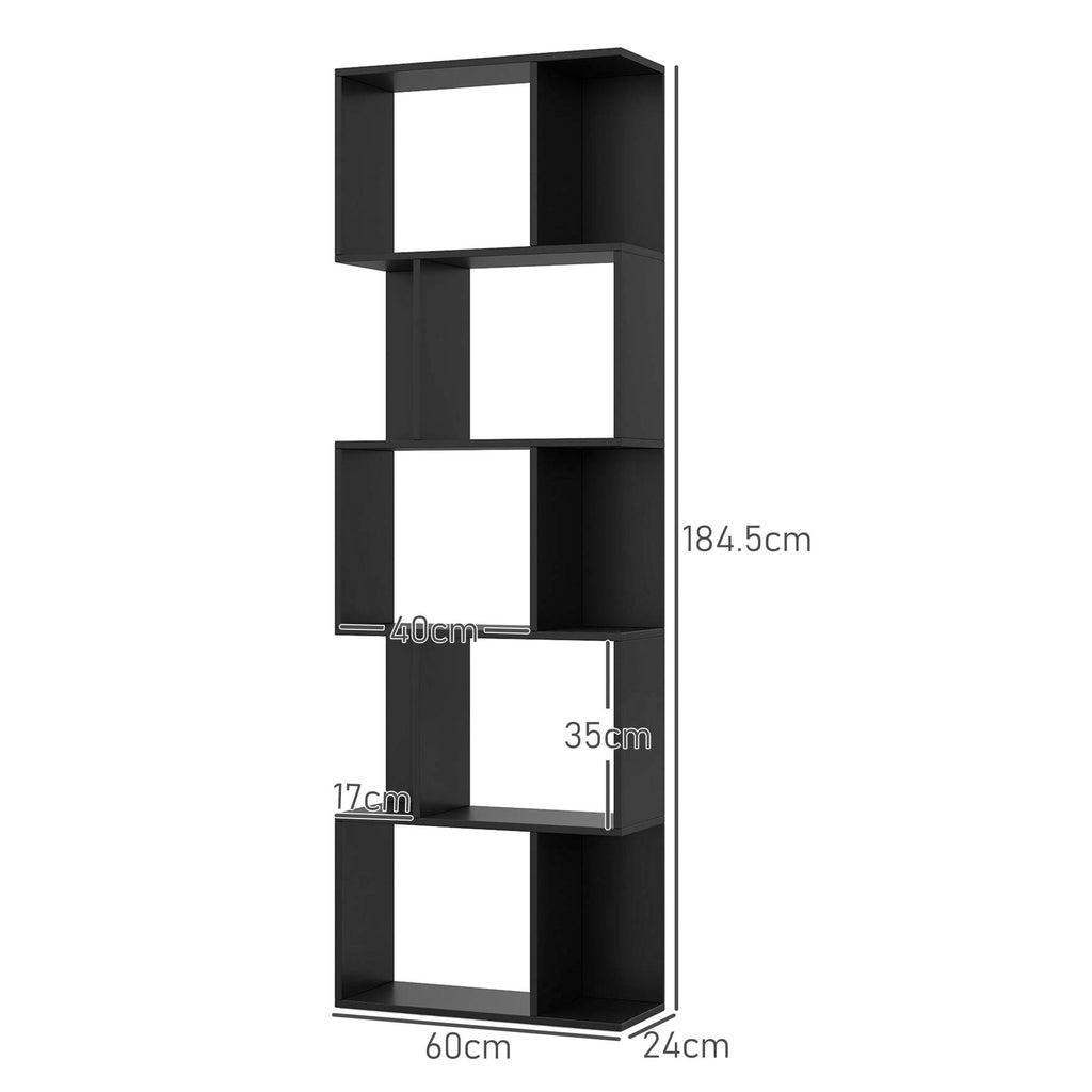 EasyComfort Boekenkast 5 planken 60x24x184.5 cm zwart