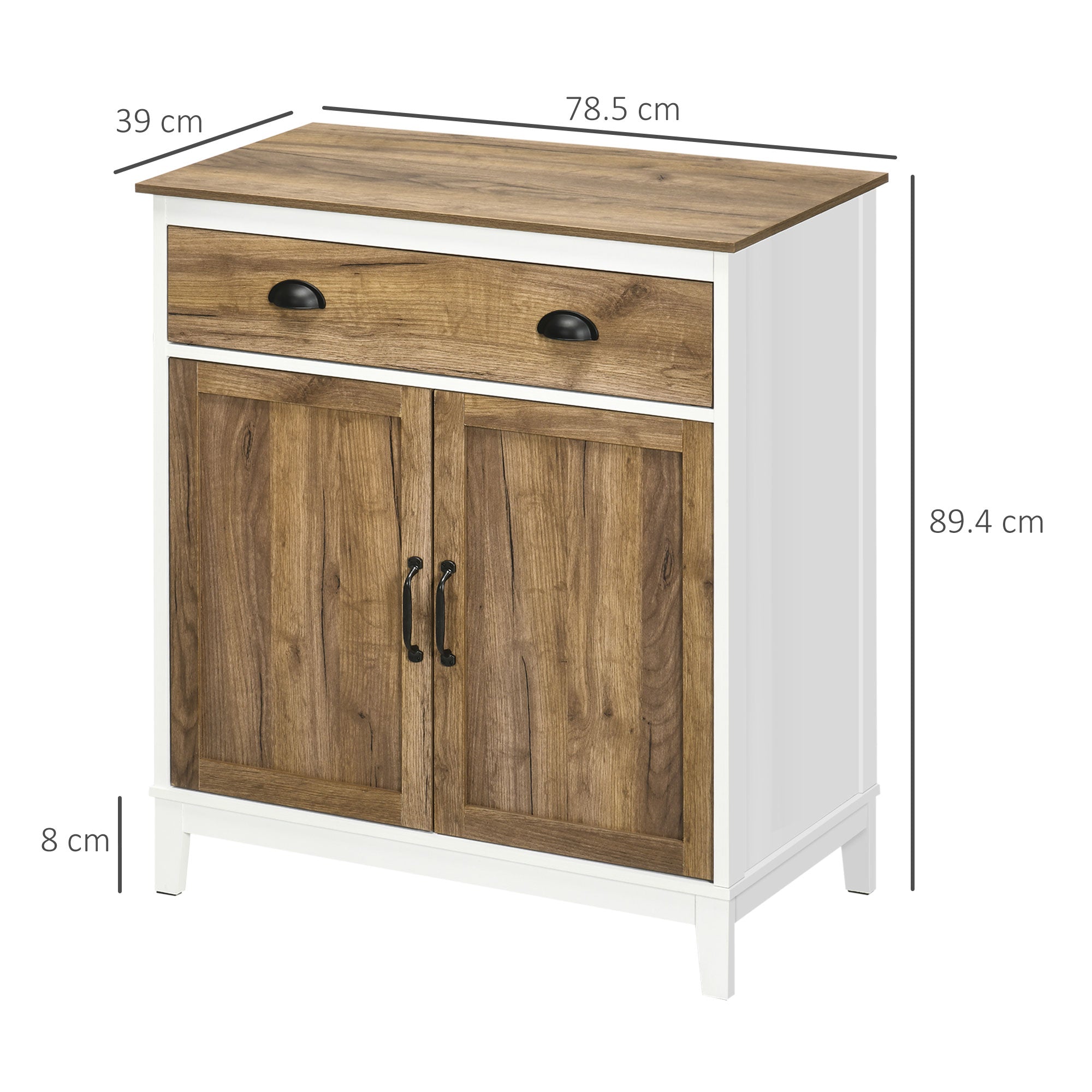 Easycomfort Mobile Multiuso in Truciolato with Armadietto e Cassetto in Stile Rustico, 78.5x39x89.4cm, white