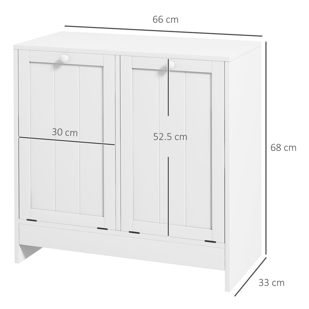 EasyComfort Mobile Portabiancheria with 2 Scomparti a Ribalta in Legno, 66x33x68cm, white