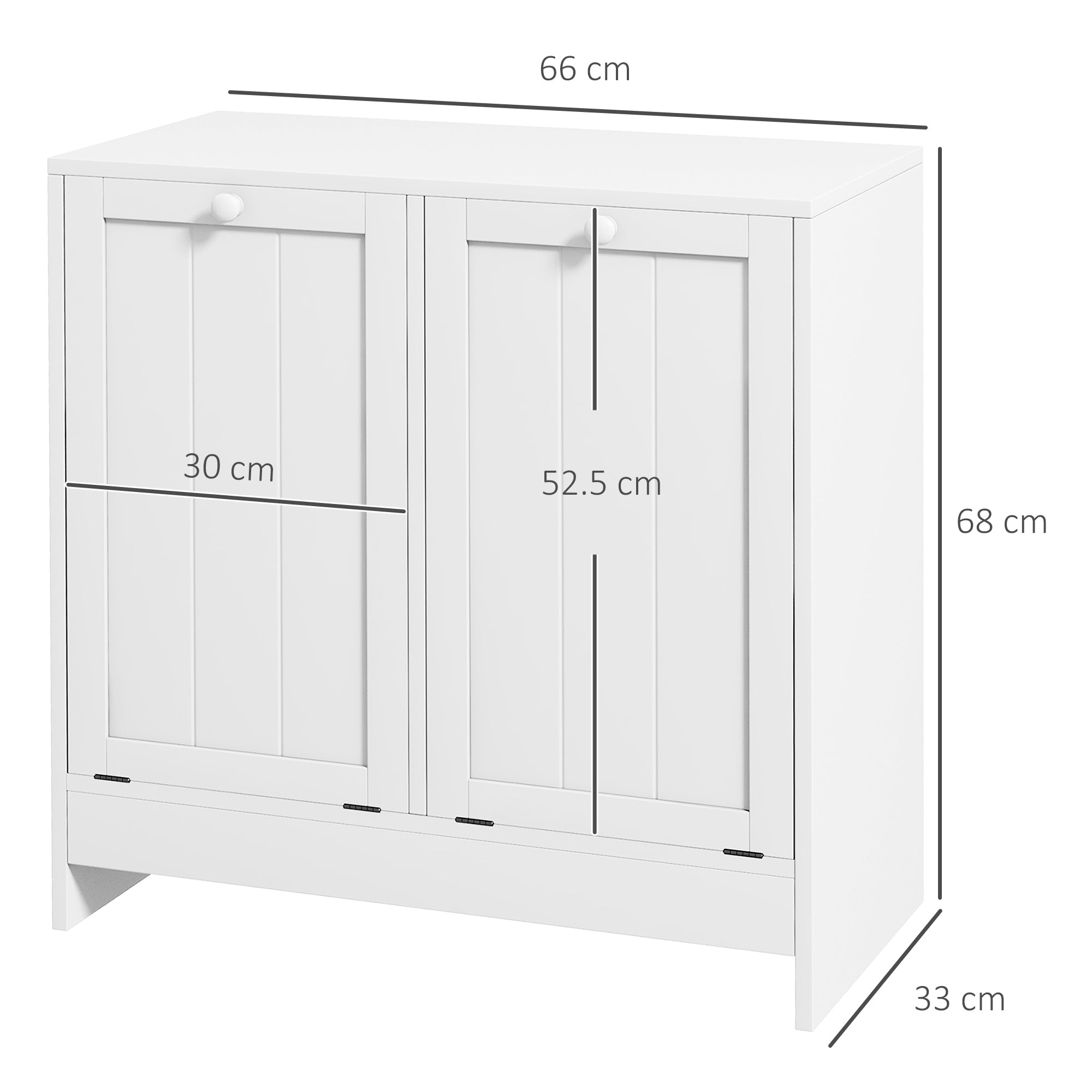 EasyComfort Mobile Portabiancheria with 2 Scomparti a Ribalta in Legno, 66x33x68cm, white