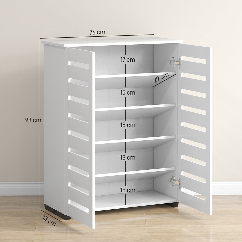 EasyComfort 5‑niveau schoenenkast, 4 verstelbare planken, 76x33x98 cm, wit