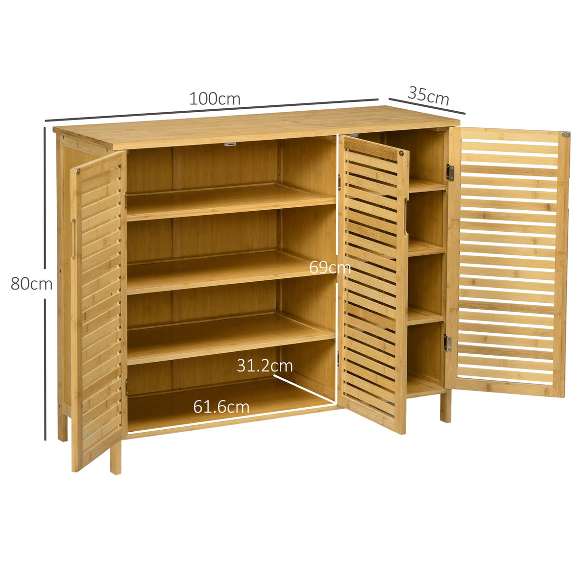 EasyComfort Schoenenkast 8 planken 100x35x80 cm (bamboe)