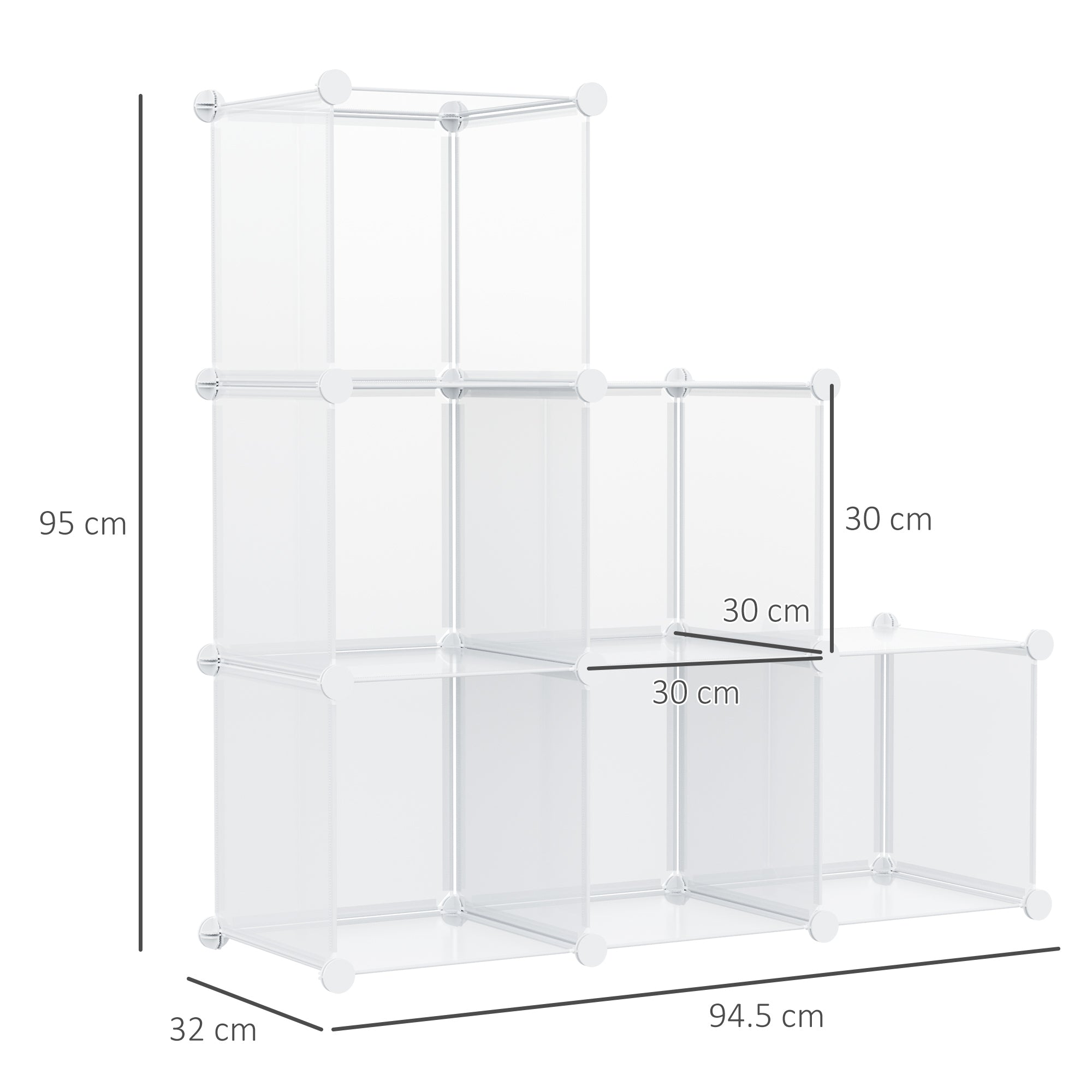 EasyComfort modulaire schoenenkast 6 kubussen transparant