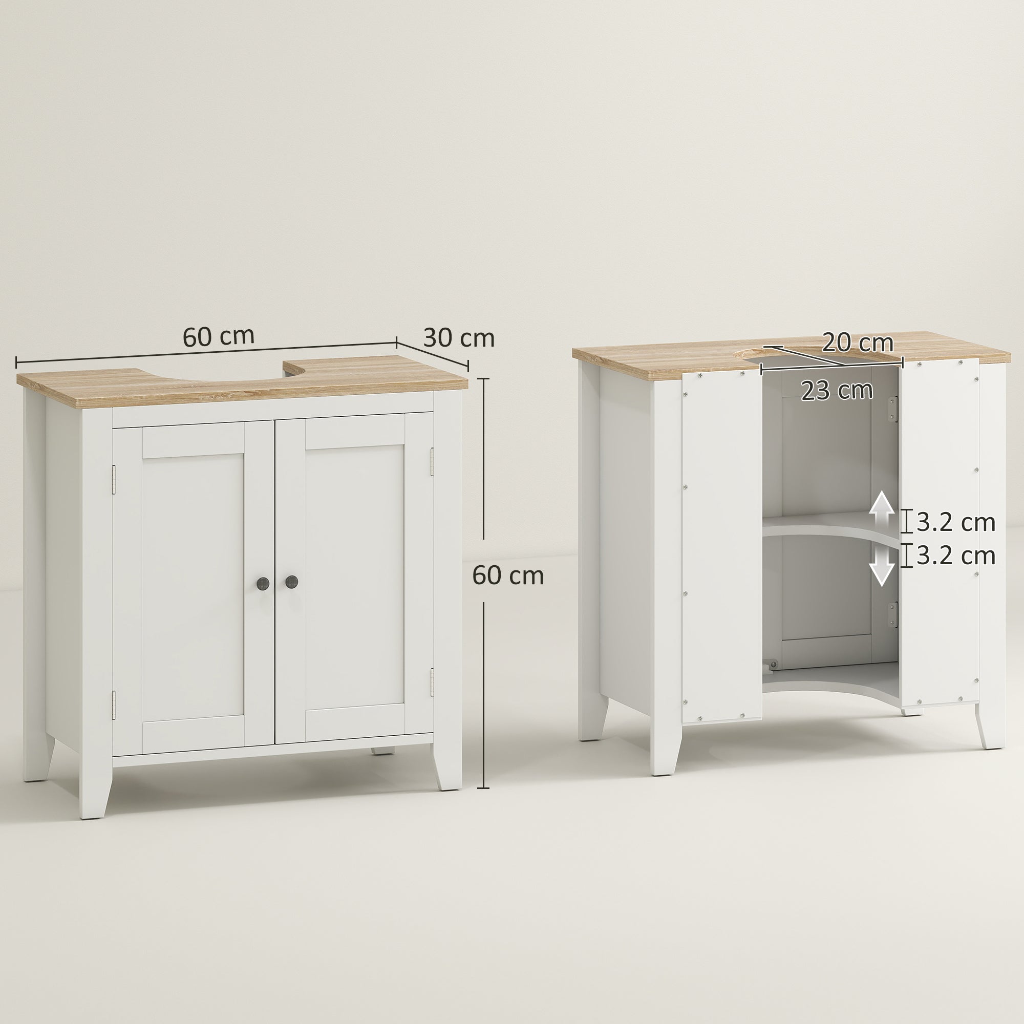 EasyComfort Onderkast voor wastafel U-model MDF 60x30x60 cm