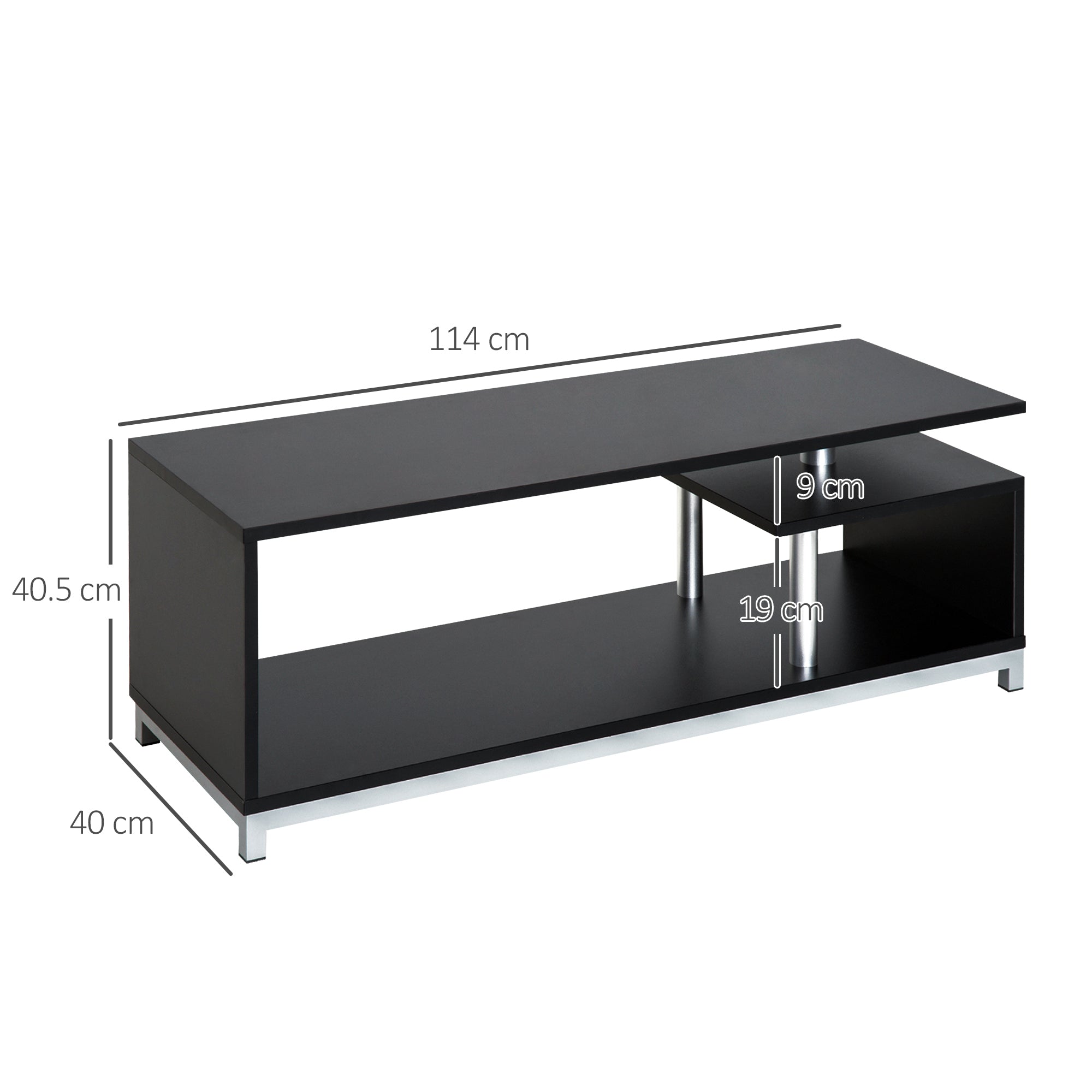 Easycomfort Mobile TV Moderno with Ripiano in Legno, Mobiletto Tavolino Basso da Salotto 114x40x40.5cm, black