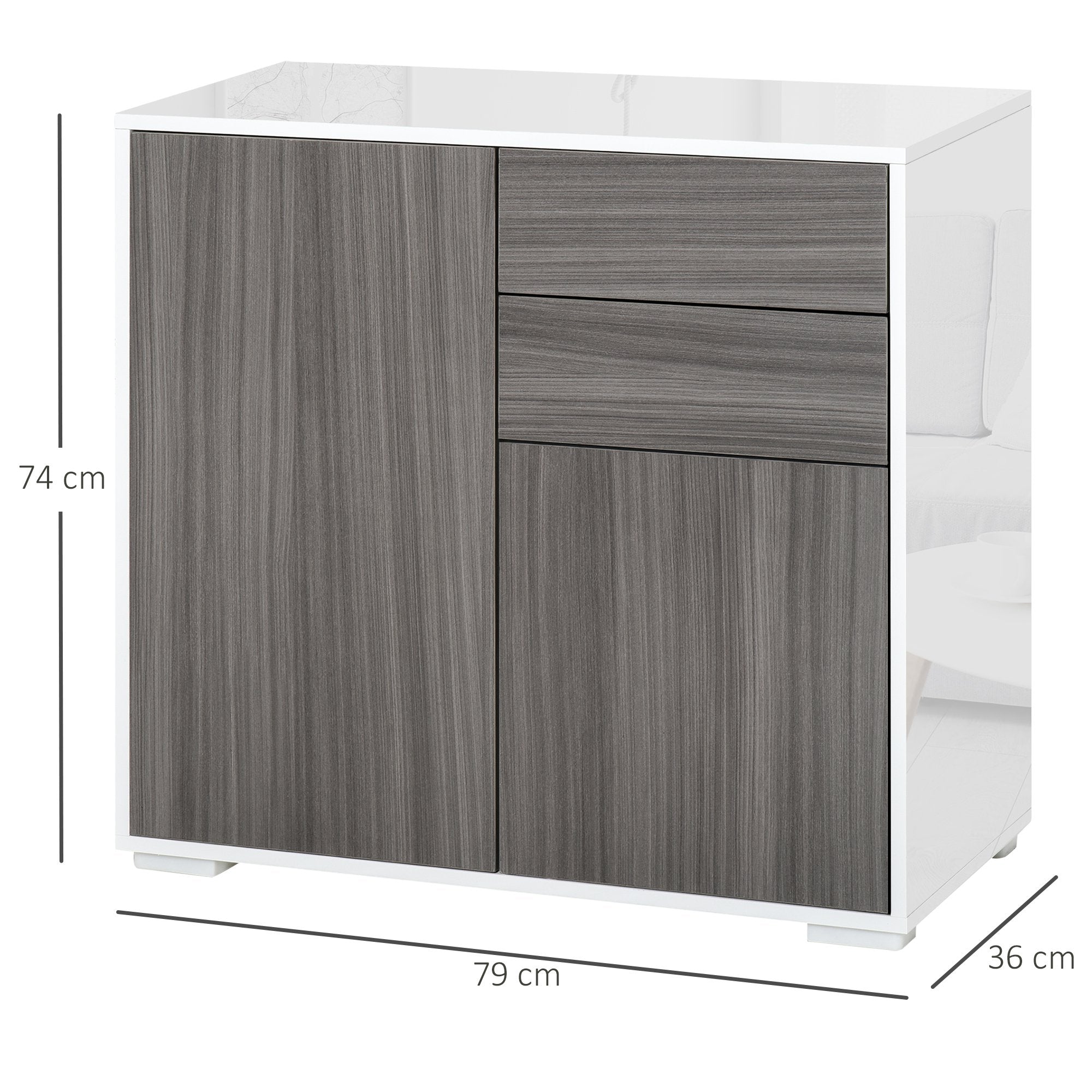 EasyComfort Mobiletto 2 Cassetti e 2 Ante kast 79x36x74 cm