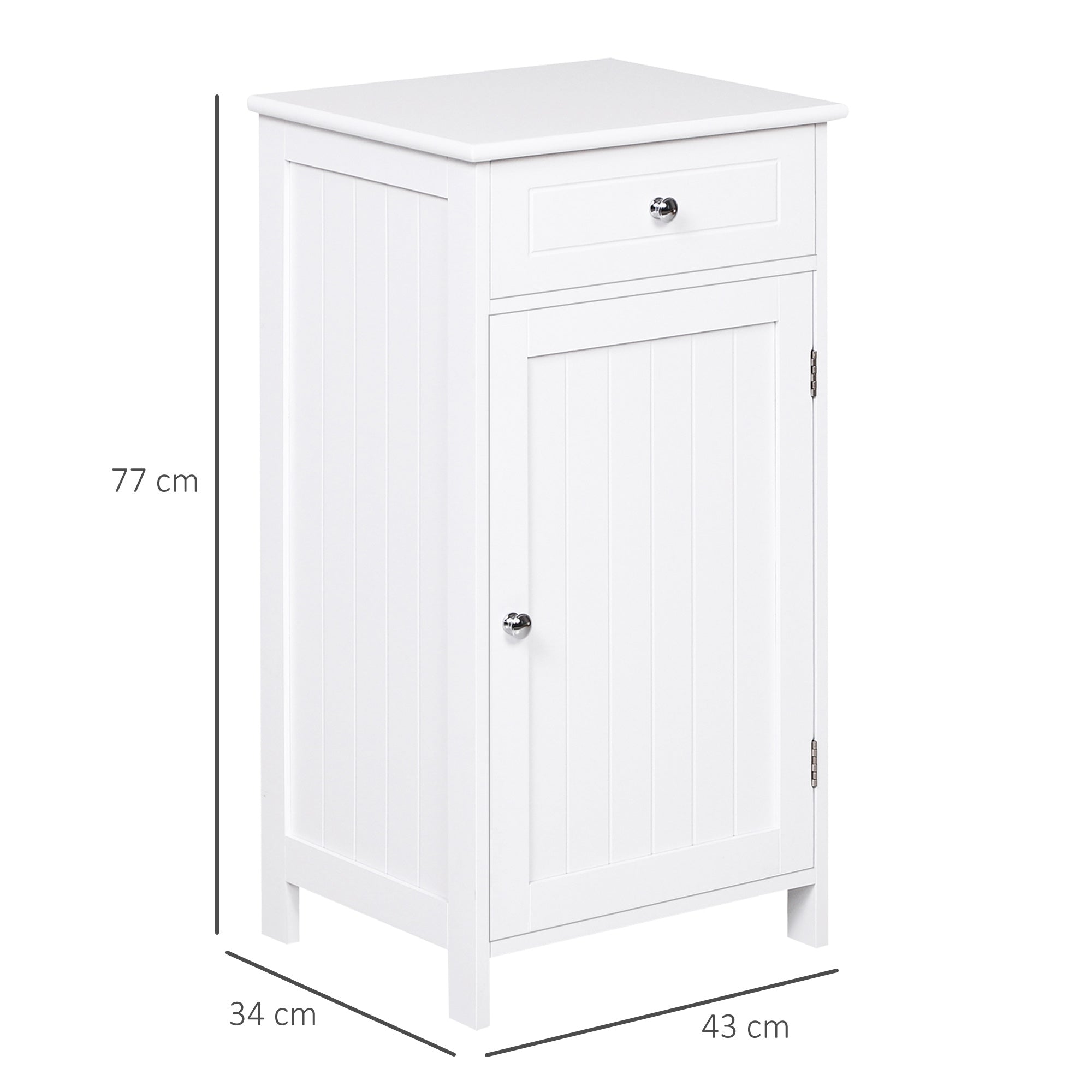 Easycomfort Mobiletto Armadietto 2 Cassetti Design Anti-Ribaltamento da Bagno in MDF 43 x 34 x 77cm white