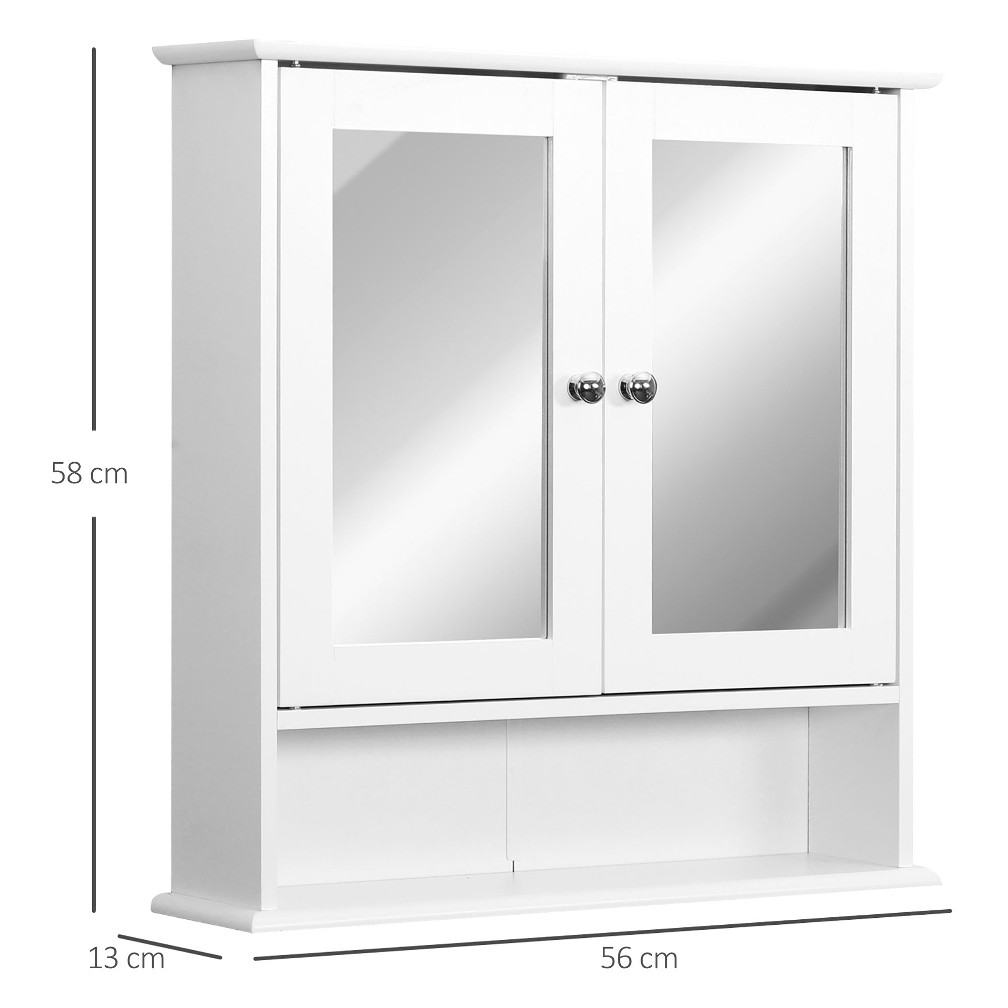 Easycomfort Mobiletto Armadietto a Muro with Specchio da Bagno Cucina in MDF 56 x 13 x 58cm white