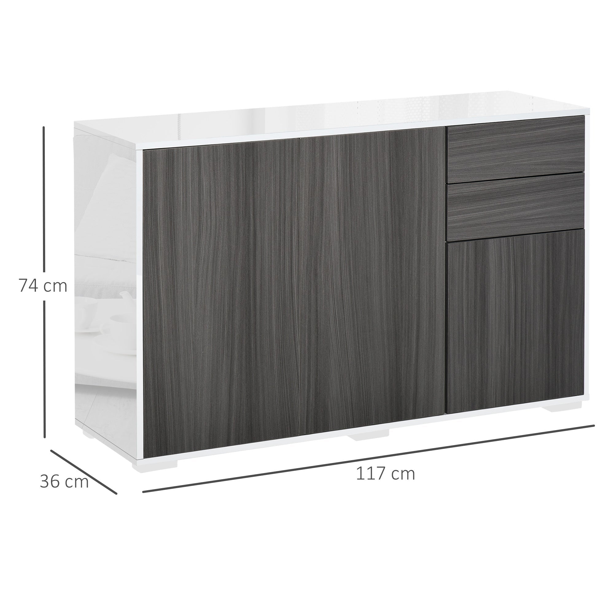 EasyComfort Opbergkast 2 deuren 2 lades 117x36x74 cm