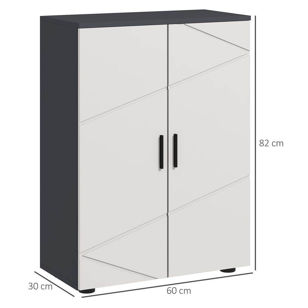 Easycomfort Mobiletto Bagno 2 Ante in Legno with 3 Ripiani e Chiusura Ammortizzata, 60x30x82cm, Grigio