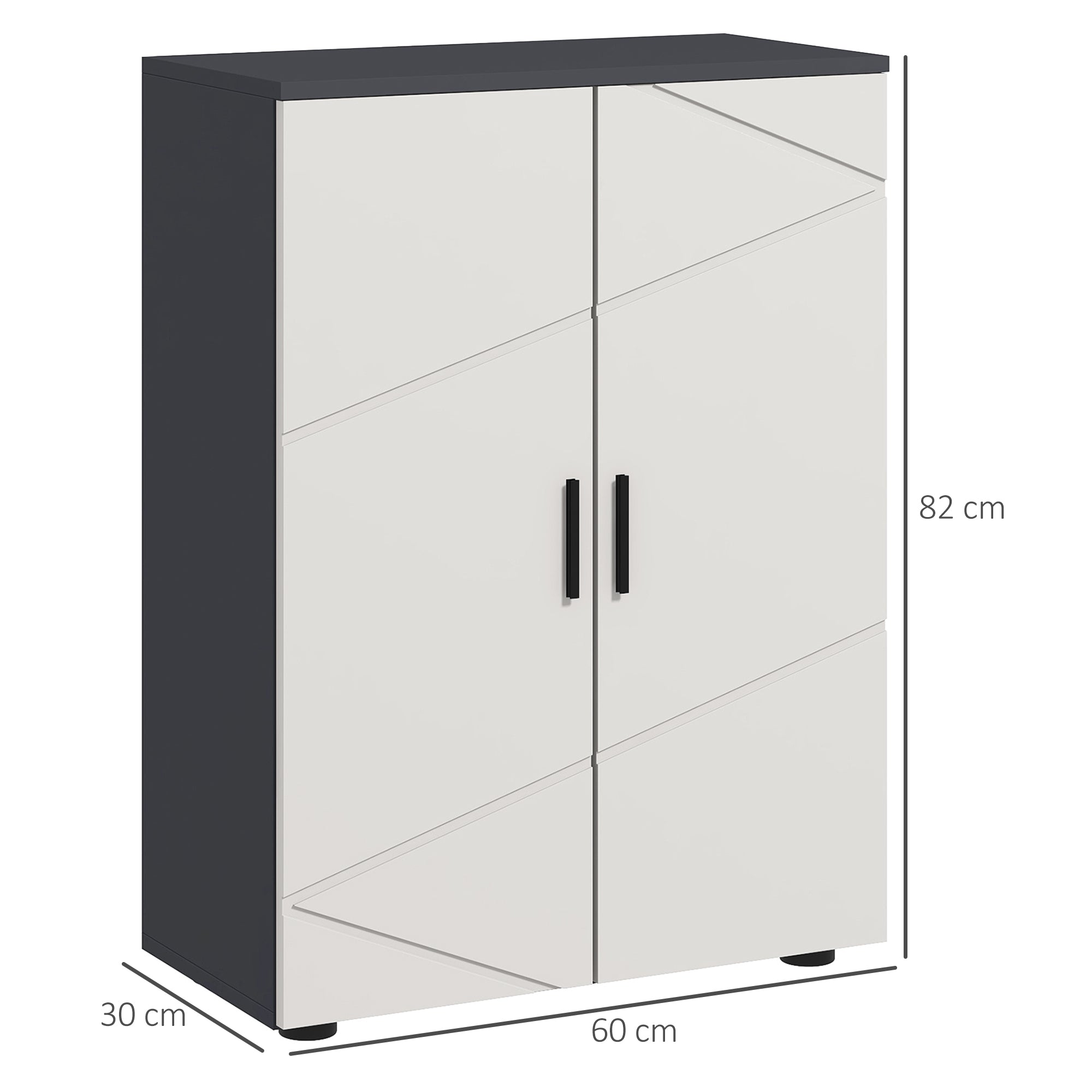 Easycomfort Mobiletto Bagno 2 Ante in Legno with 3 Ripiani e Chiusura Ammortizzata, 60x30x82cm, Grigio