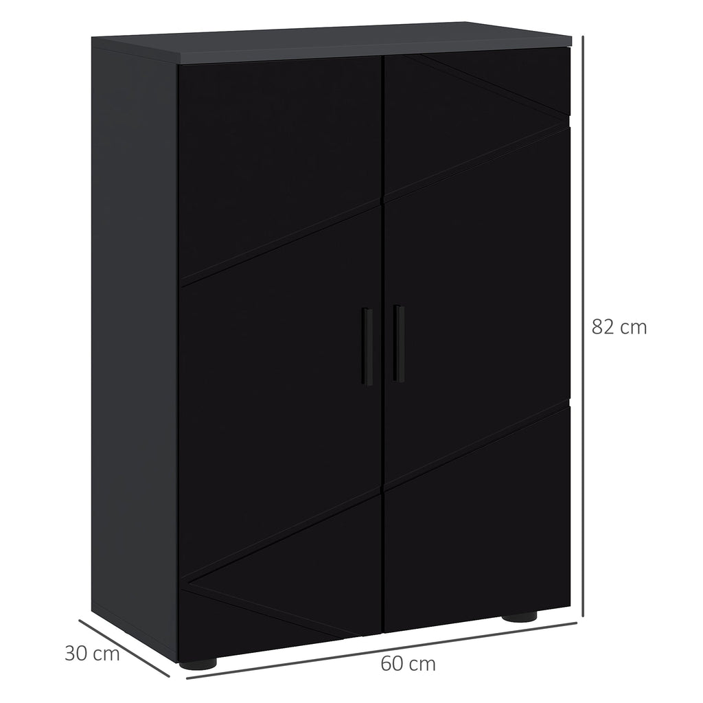 Easycomfort Mobiletto Bagno 2 Ante in Legno with 3 Ripiani e Chiusura Ammortizzata, 60x30x82cm, black