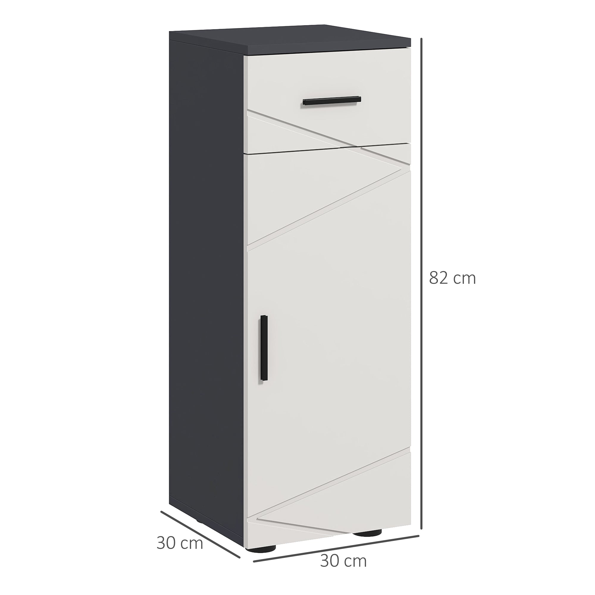 Easycomfort Mobiletto Bagno in Truciolato with Cassetto e Armadietto a 2 Livelli Regolabili, 30x30x82 cm, Grigio