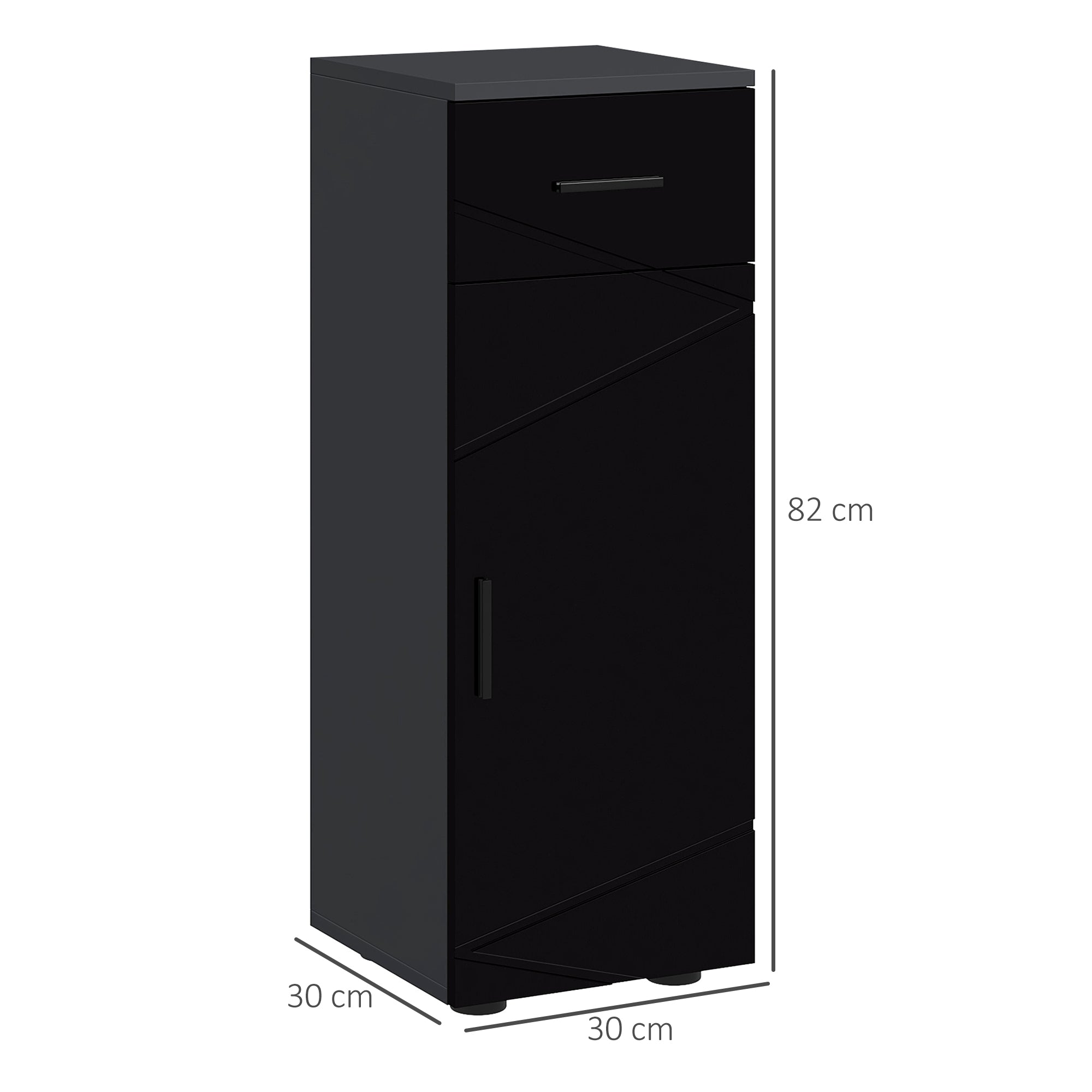 EasyComfort Mobiletto Badkamerkast 30x30x82 cm zwart/donkergrijs