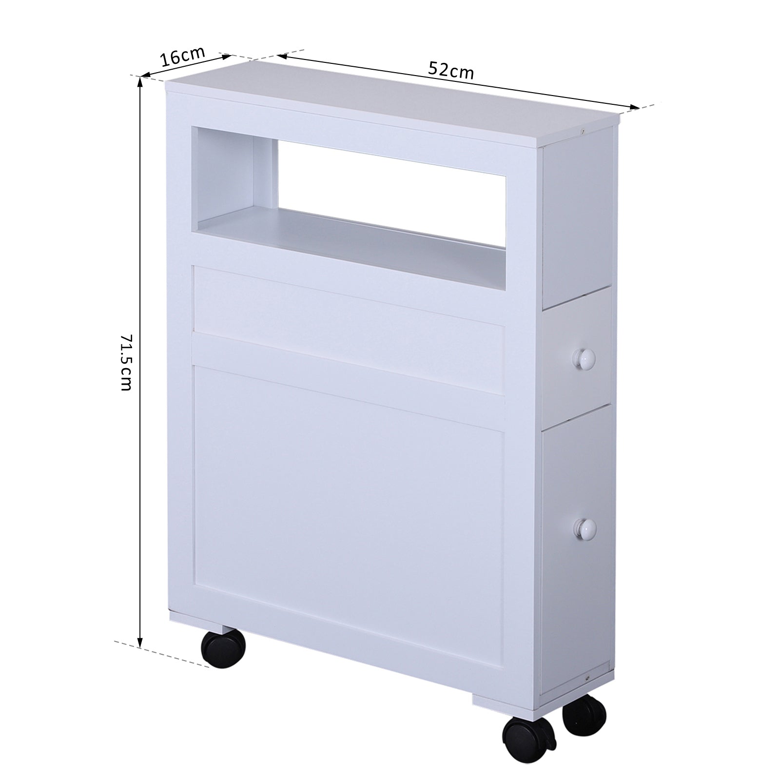 Easycomfort Mobiletto da Bagno 2 Cassetti Salvaspazio with 4 Ruote Legno 16x52x71.5cm white