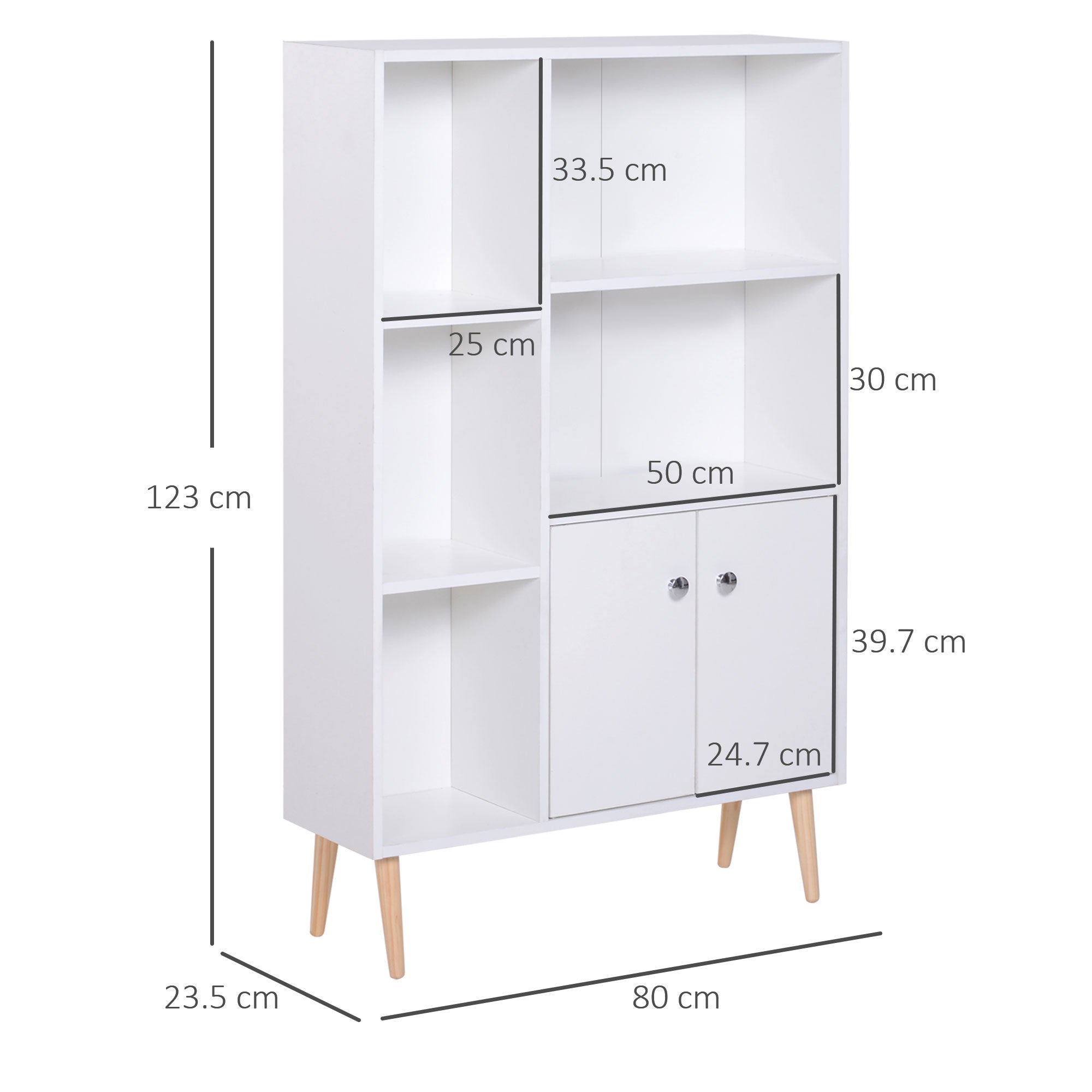 EasyComfort Boekenkast met dennenhouten pootjes wit 80x23.5x118 cm