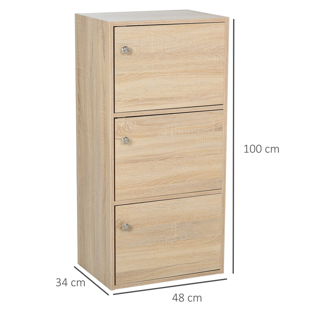 EasyComfort Mobiletto Multiuso with 3 Ripiani in Legno e 3 Ante per Casa o Ufficio 48 x 34 x 100cm