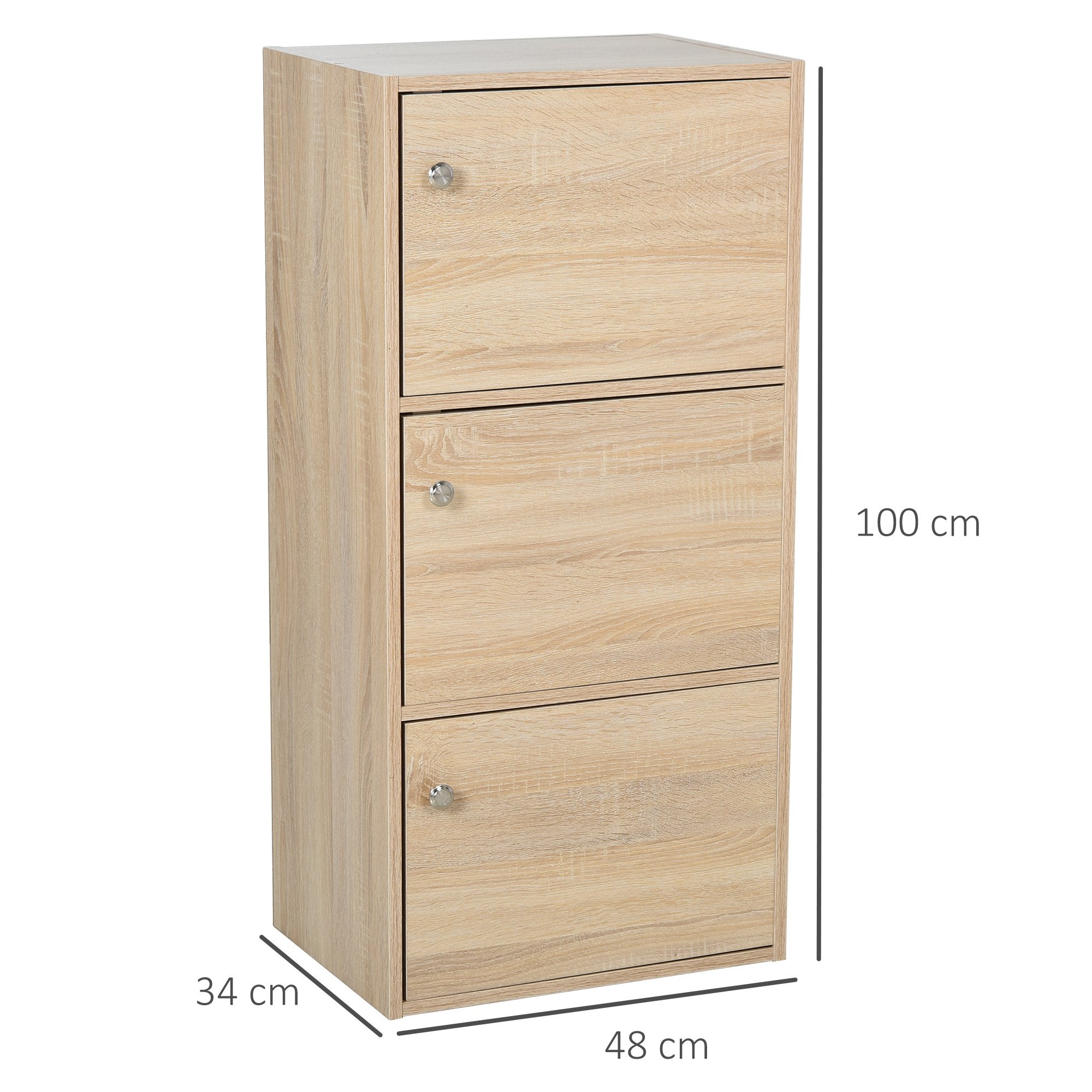 EasyComfort Mobiletto Multiuso with 3 Ripiani in Legno e 3 Ante per Casa o Ufficio 48 x 34 x 100cm