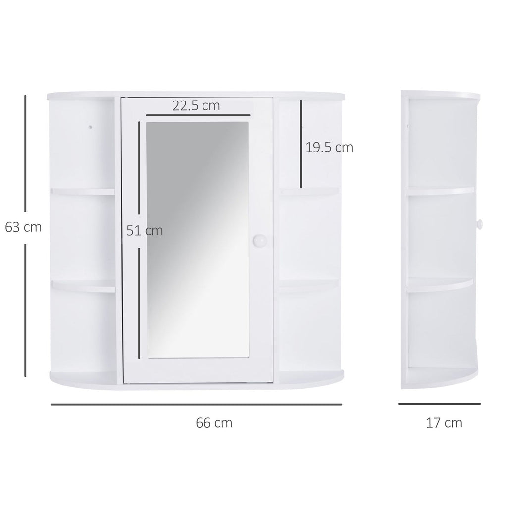 EasyComfort Mobiletto Pensile da Bagno, Armadietto Bagno with Specchio, Anta Centrale e Mensole in Legno white (60 x 17 x 63 cm)
