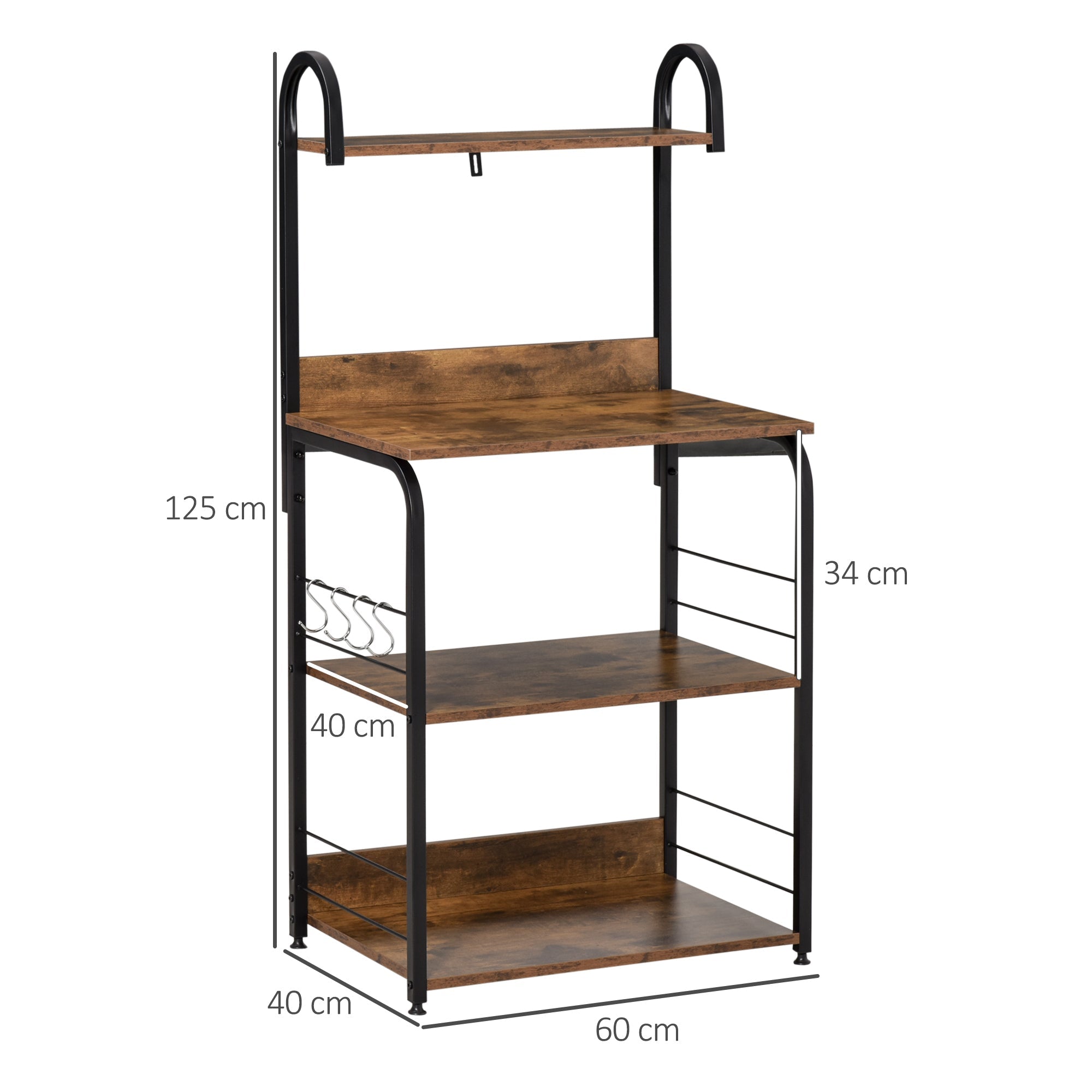 EasyComfort Magnetronkast 4 planken 4 haken 60x40x125 cm