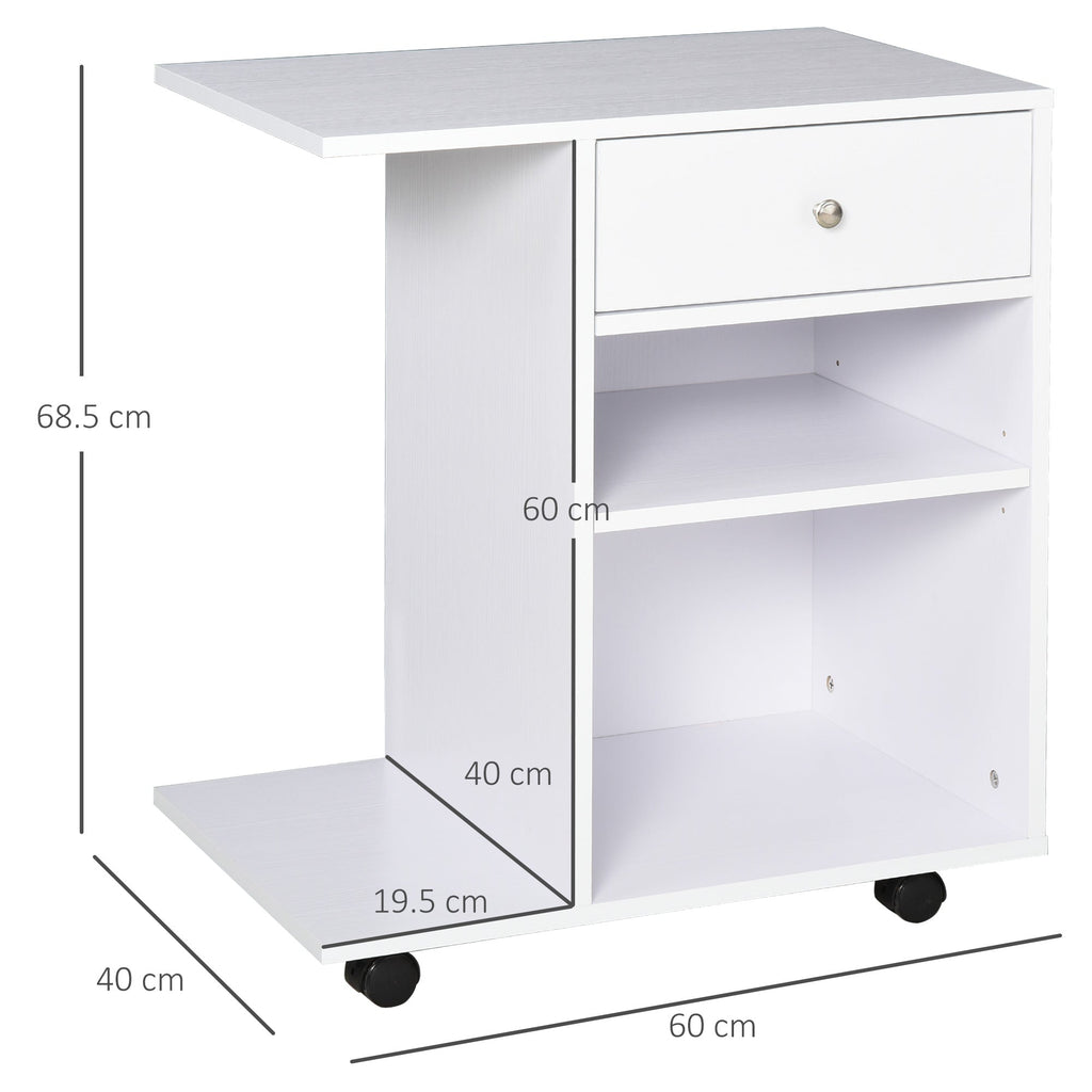 EasyComfort printermeubel hout met 4 wielen, wit