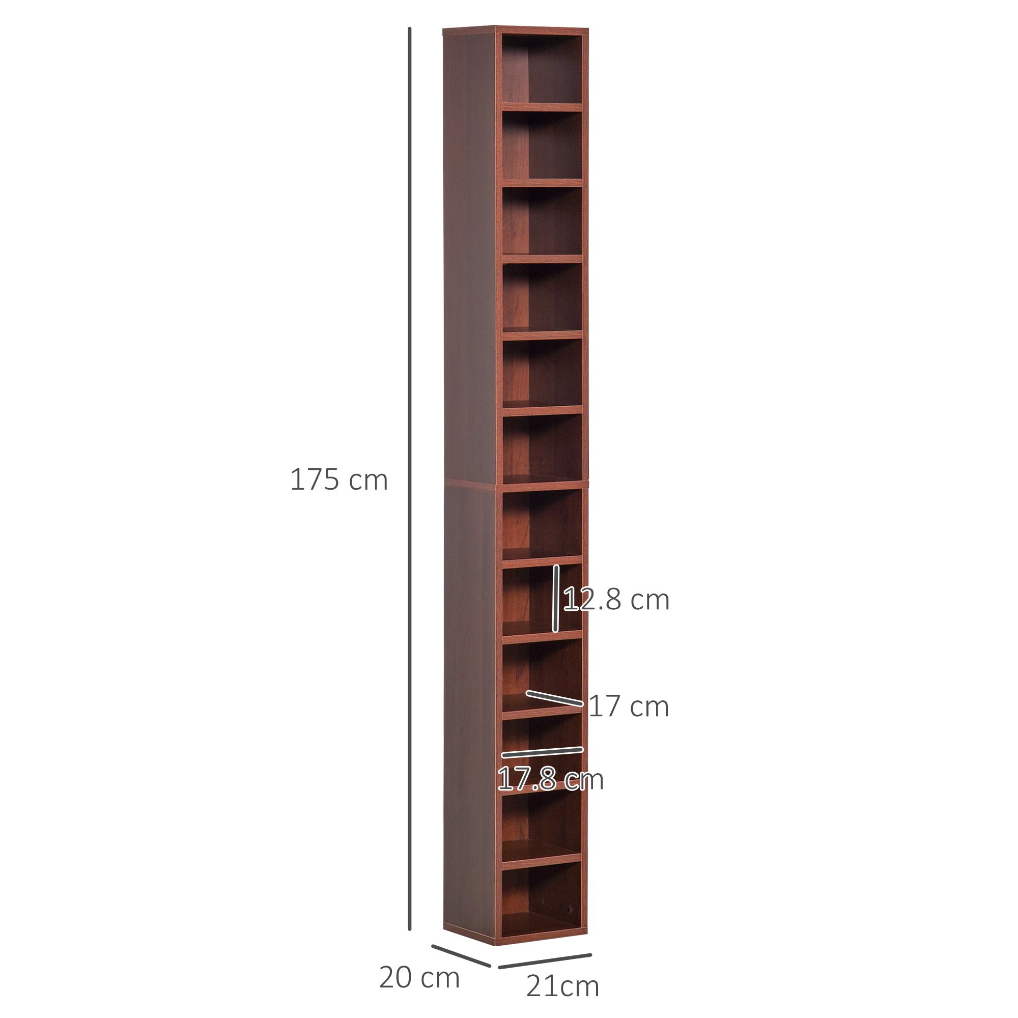 EasyComfort Mobiletto porta CD da Parete with Mensole semplice elegante funzionale in Legno mobile marrone 21 x 20 x 175cm