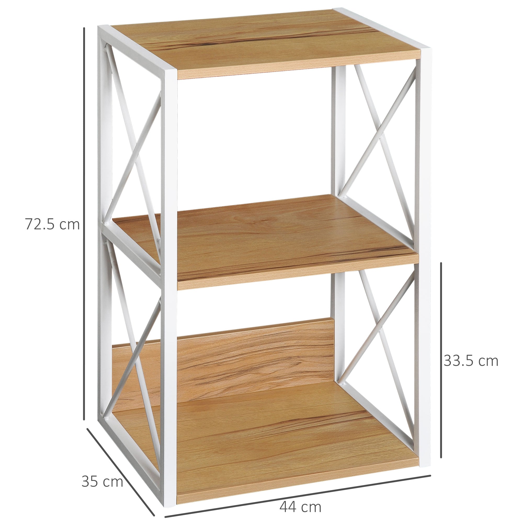 Easycomfort Mobiletto Scaffale per Soggiorno Cucina, Bagno 3 Ripiani Salvaspazio Legno 40x35x72.5cm