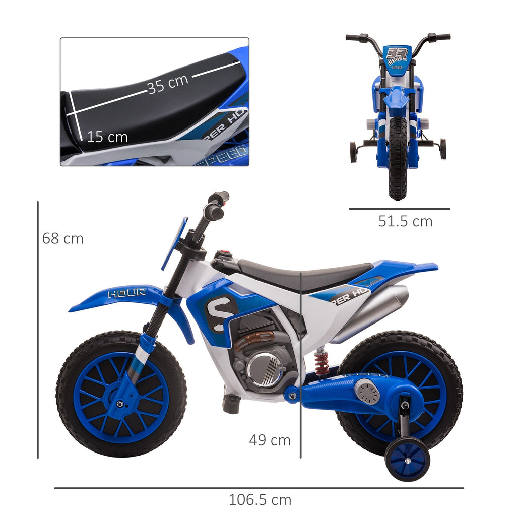 Easycomfort elektrische crossmotor voor kinderen 12V - blauw