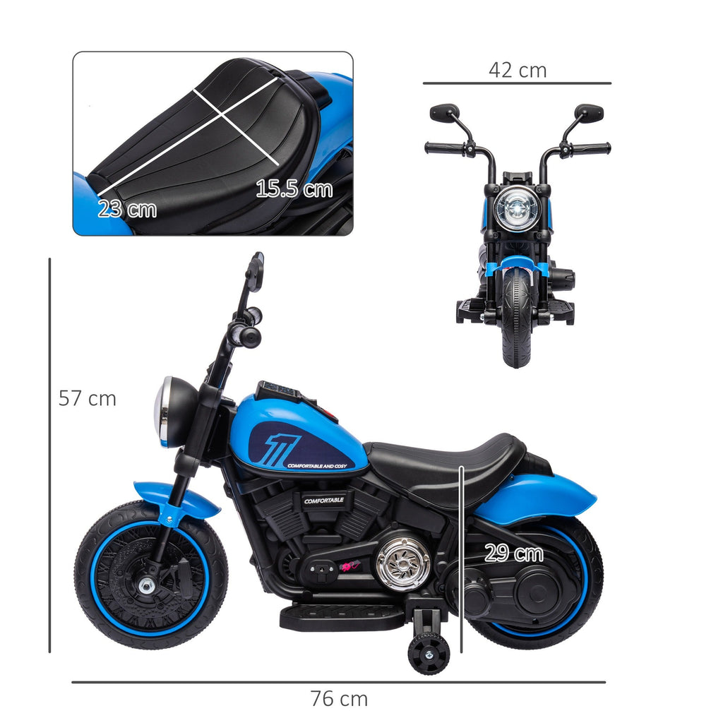 Easycomfort Moto Elettrica per Bambini 18-36 Mesi in PP e Metallo with Rotelle e Fanale, 76x42x57 cm, Blu e black