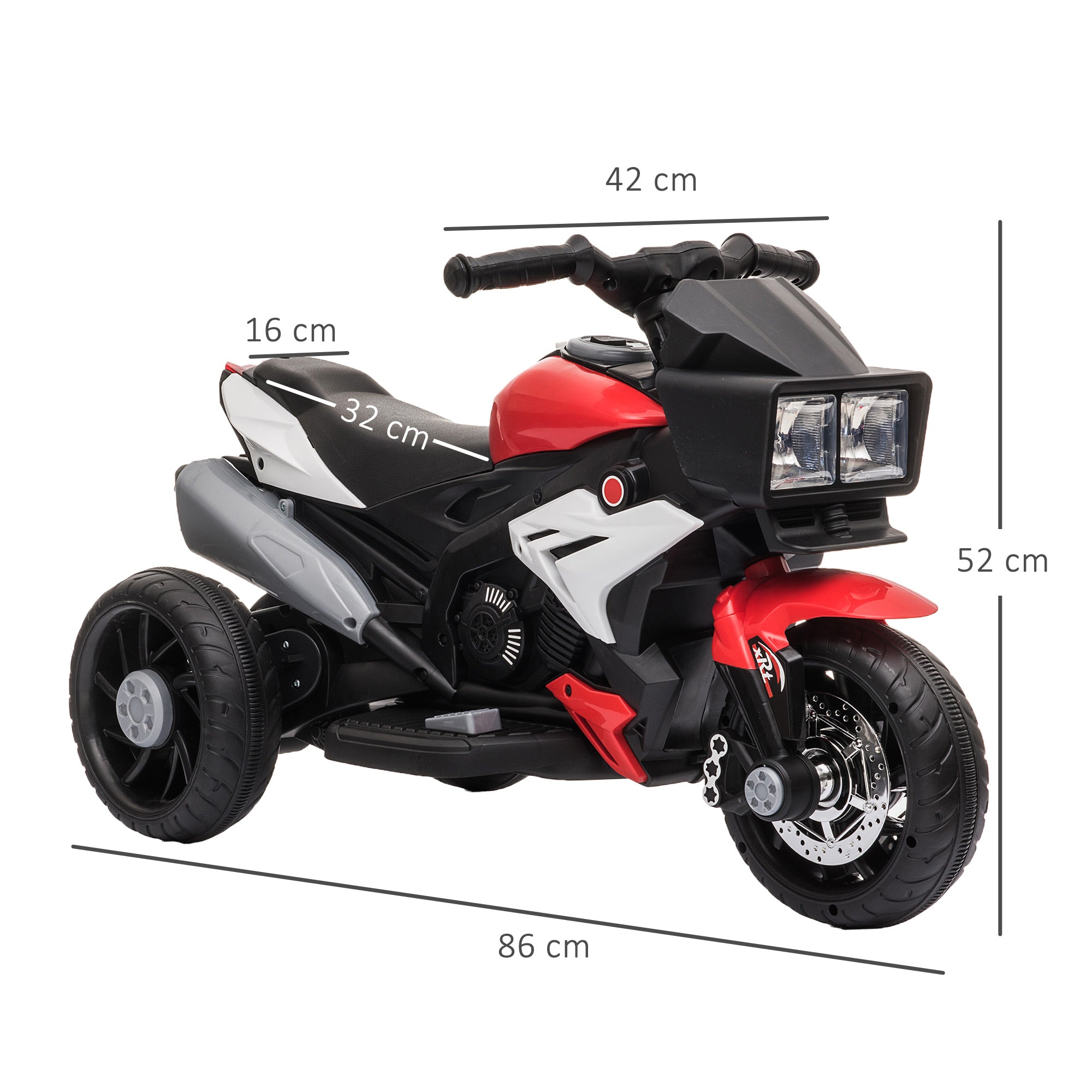 Easycomfort Moto Elettrica per Bambini 3-5 Anni (max. 25kg) with 3 Ruote, Luci e Suoni, Batteria 6V, Rosso, 86x42x52cm