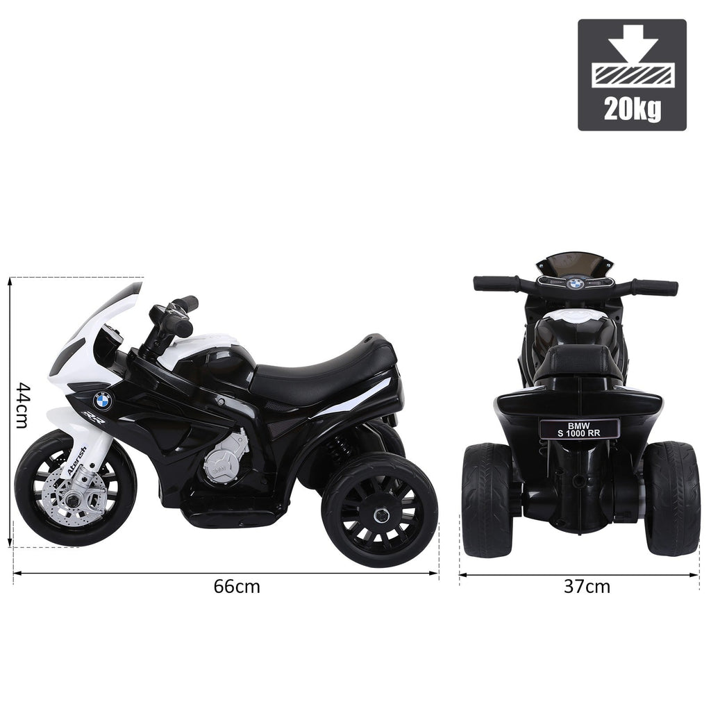 Easycomfort Moto Elettrica per Bambini Max. 20kg with Licenza BMW, Macchina Elettrica with 3 Ruote, Batteria Ricaricabile 6V, white Nera, 66x37x44cm