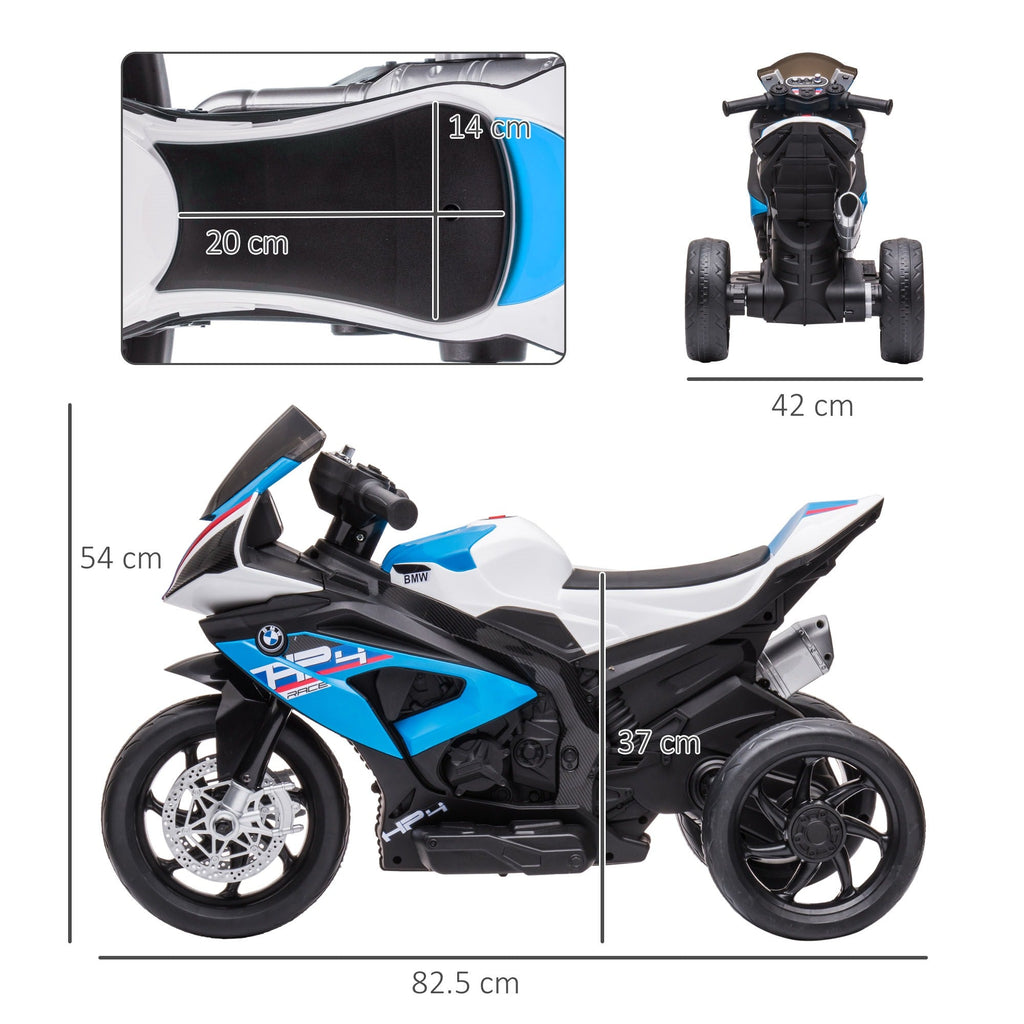 Easycomfort Moto per Bambini 18-60 Mesi Modello BMW HP4 with Fari, Musica e Pedali, in PP e Metallo, 82.5x42x54 cm, Blu