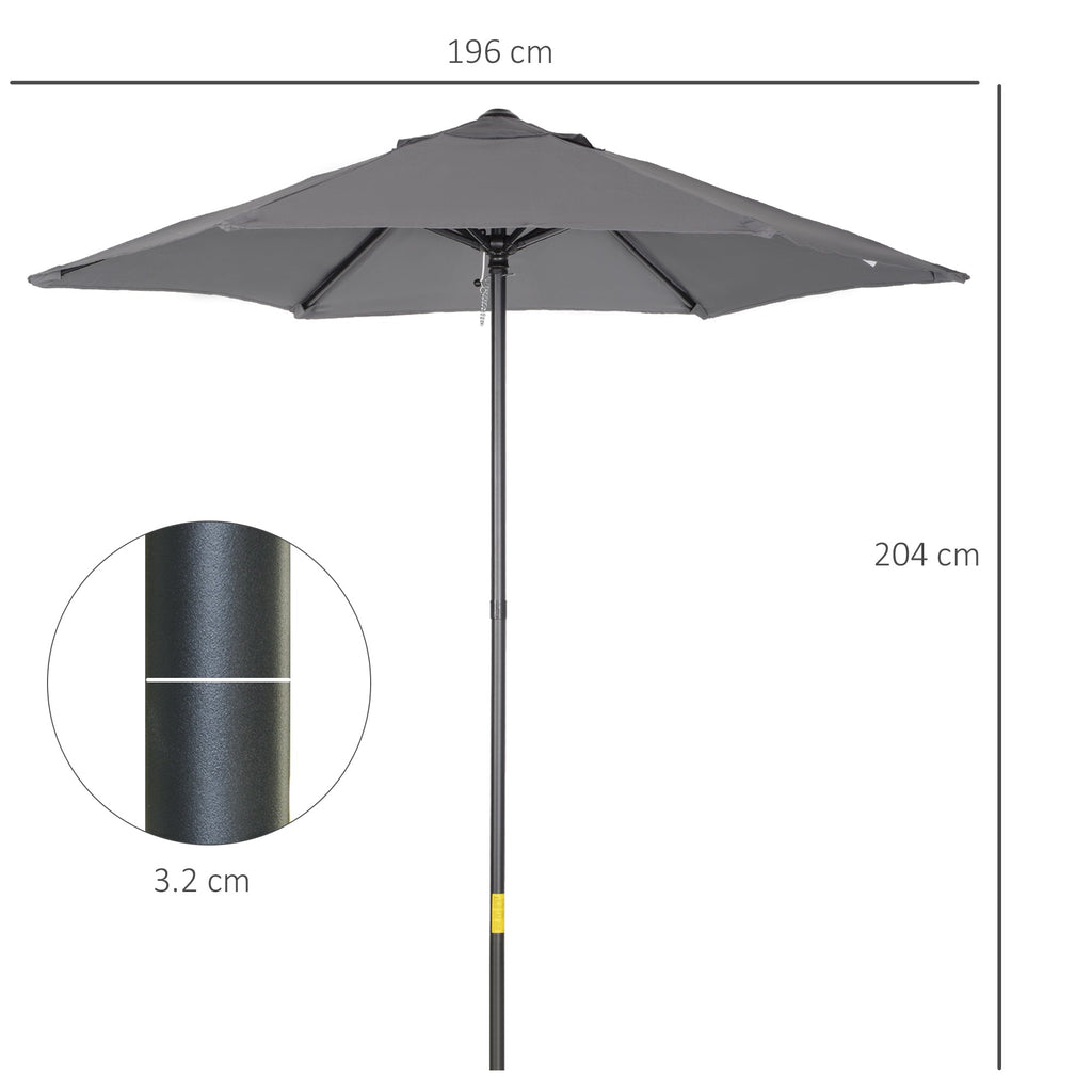 EasyComfort Tuinparasol Ø196 cm, 6 stokken, antraciet