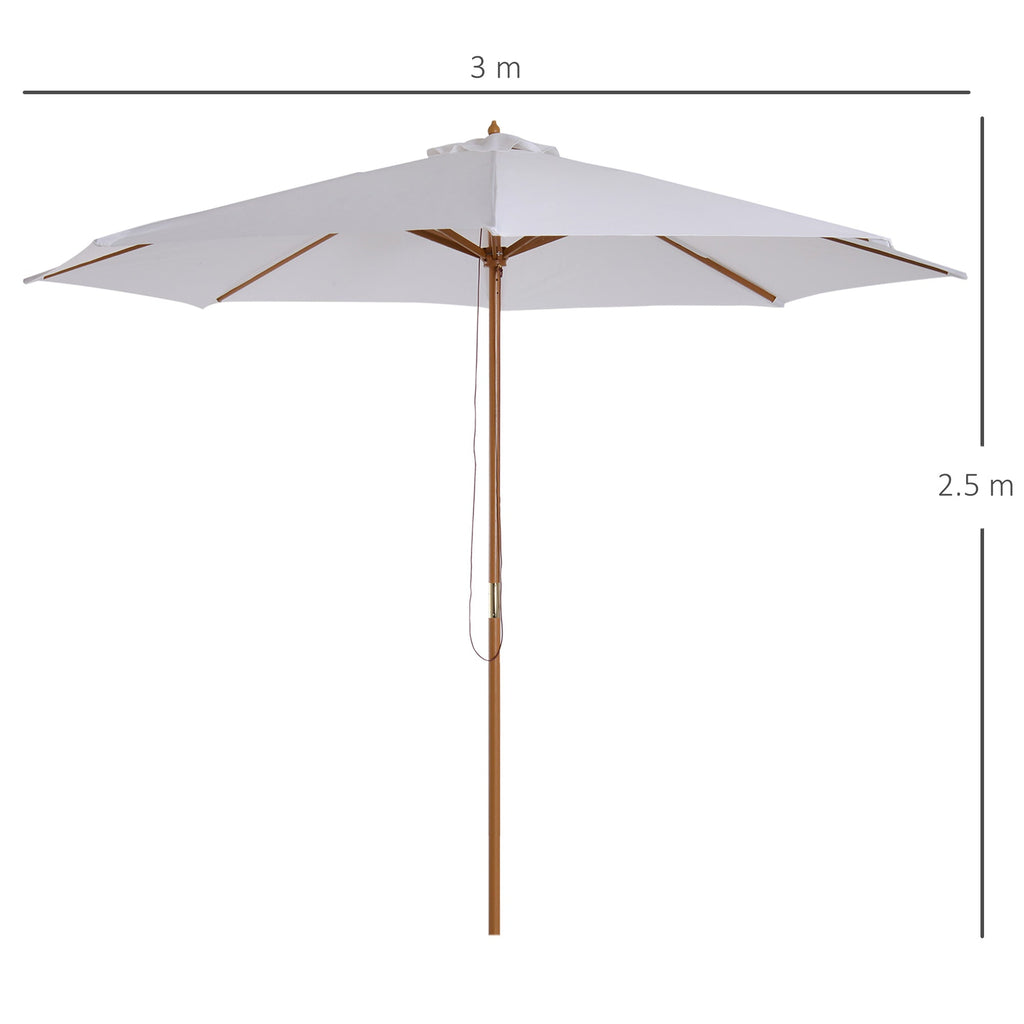 EasyComfort Garden Umbrella parasol 3*2.5m — 8-slat houten paal, crème