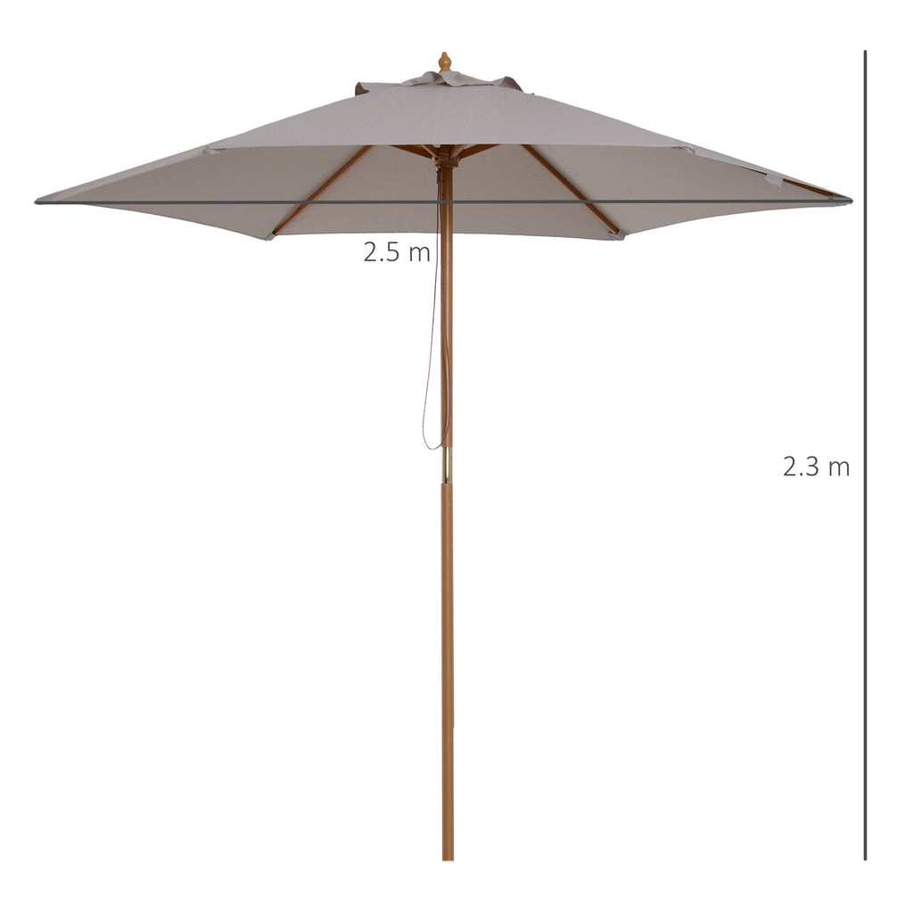 EasyComfort 6-spaaks tuinparasol 2.5x2.3m, grijs