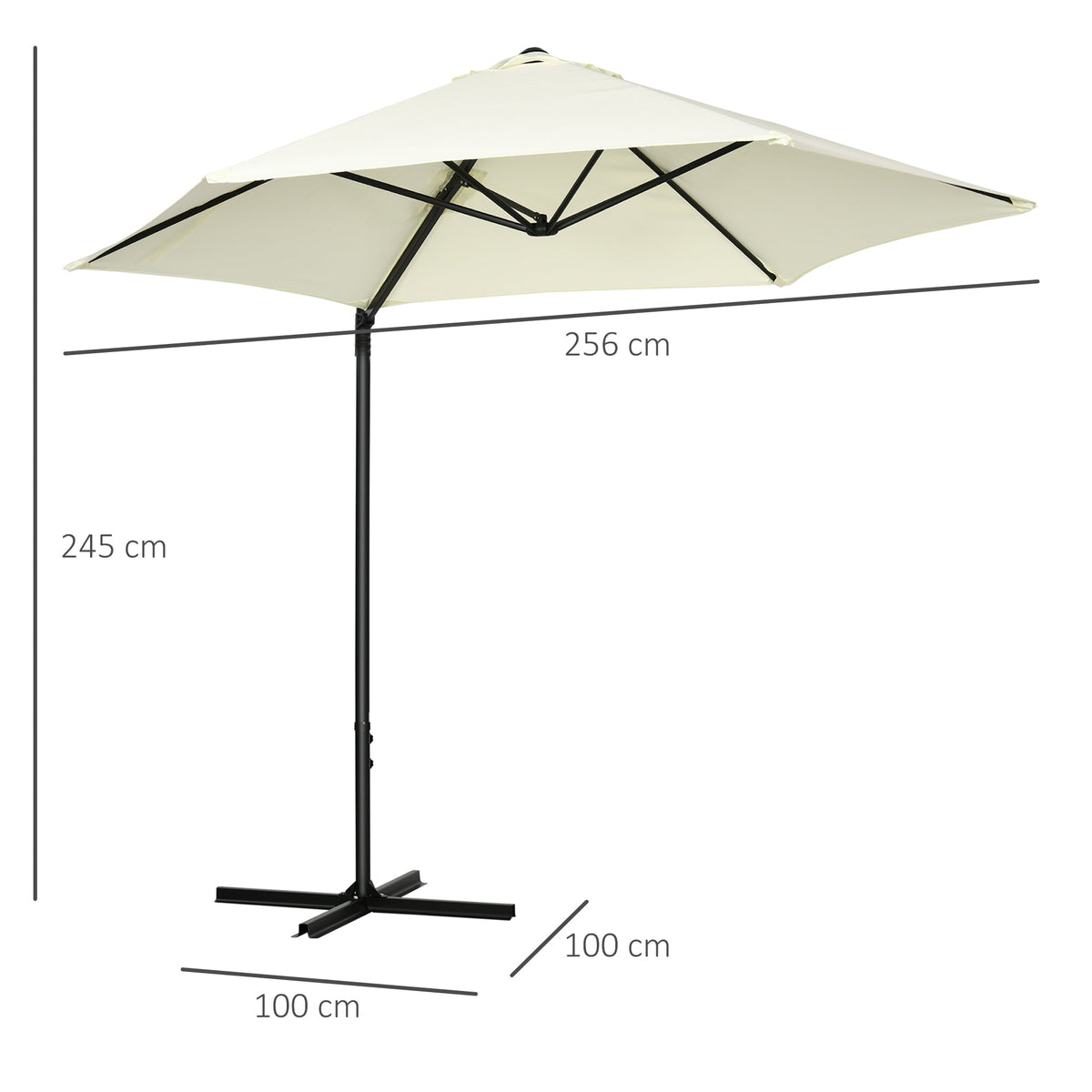 EasyComfort 2.6x2.5 m zweefparasol met 360° rotatie, beige