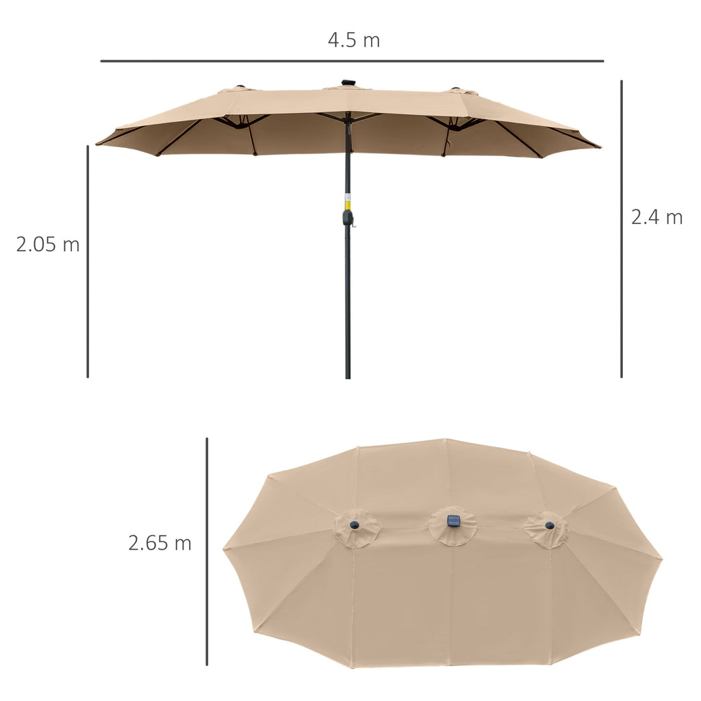 EasyComfort Dubbele tuinparasol 4.5 m met 48 LED